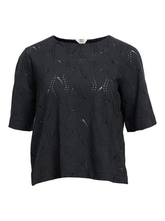 OBJAVA 2/4 LO O-NECK TOP BLACK