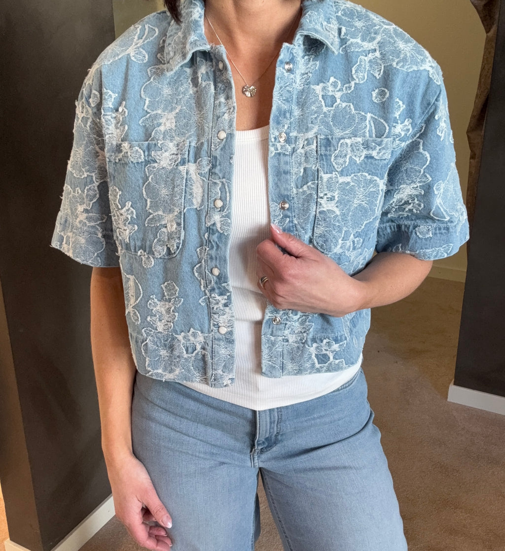 ONLCLEO-AUDE SS JAQUARD DNM SHIRT