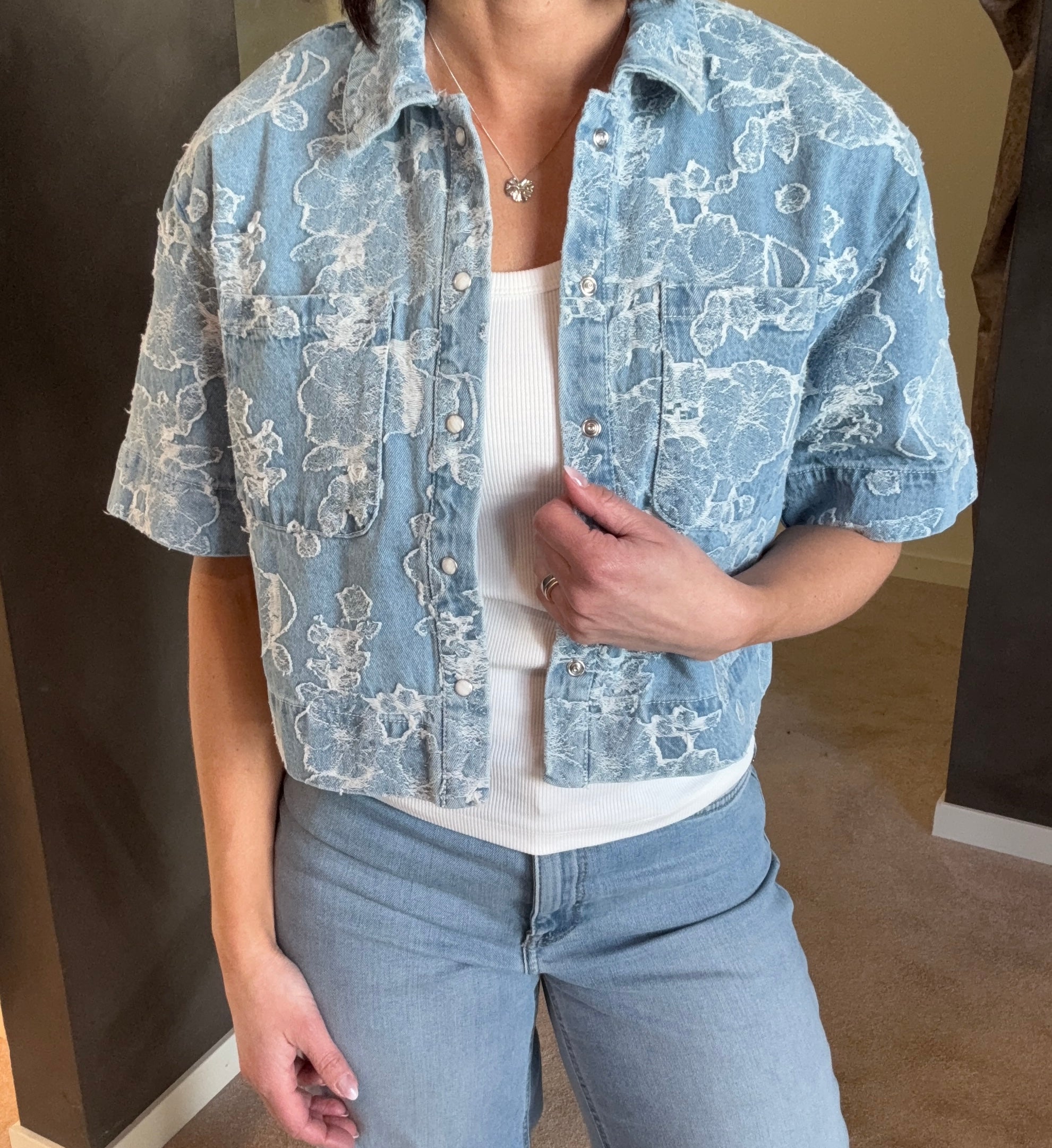 ONLCLEO-AUDE SS JAQUARD DNM SHIRT