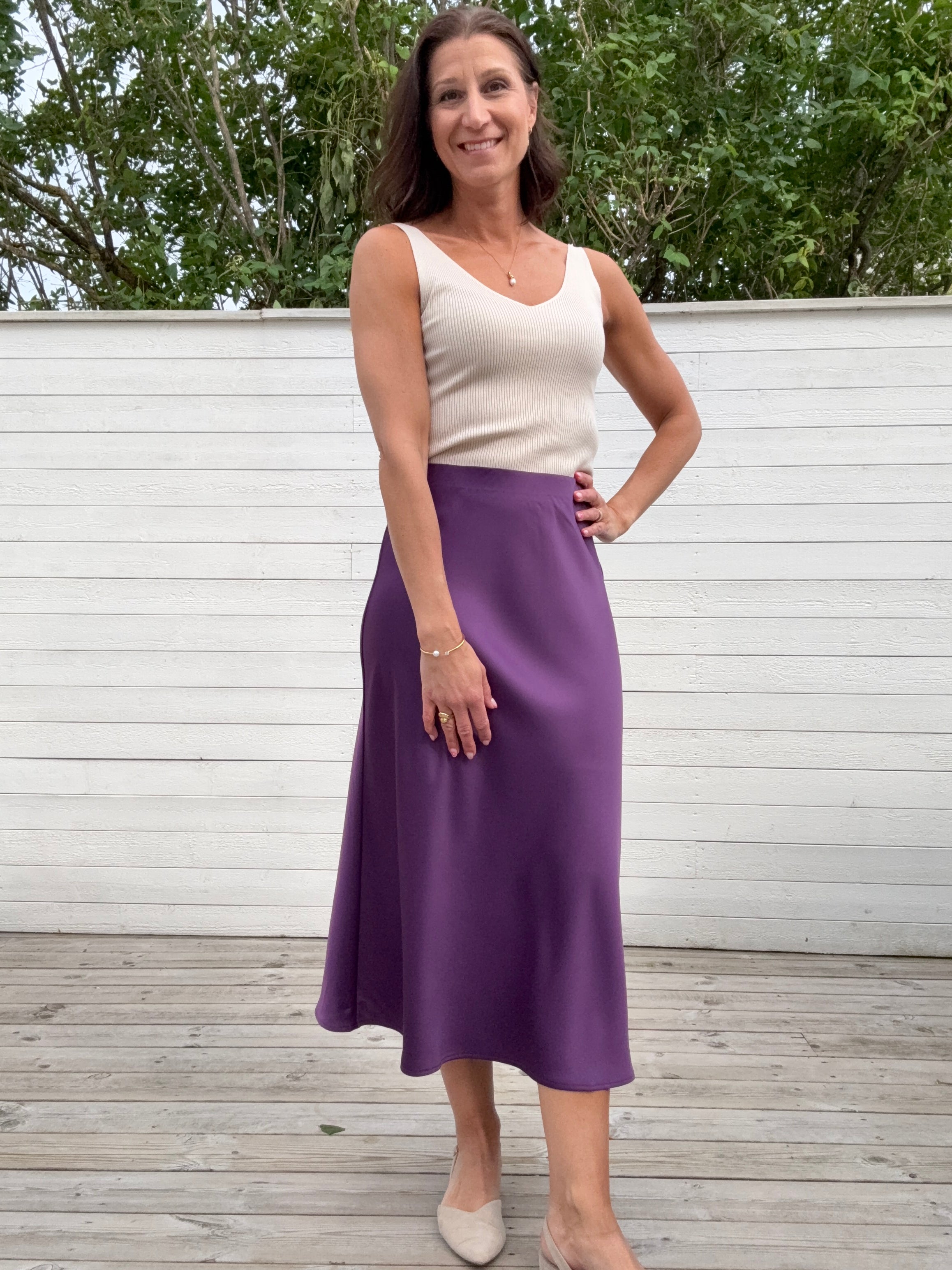 YASPELLA HW MIDI SKIRT WINEBERRY