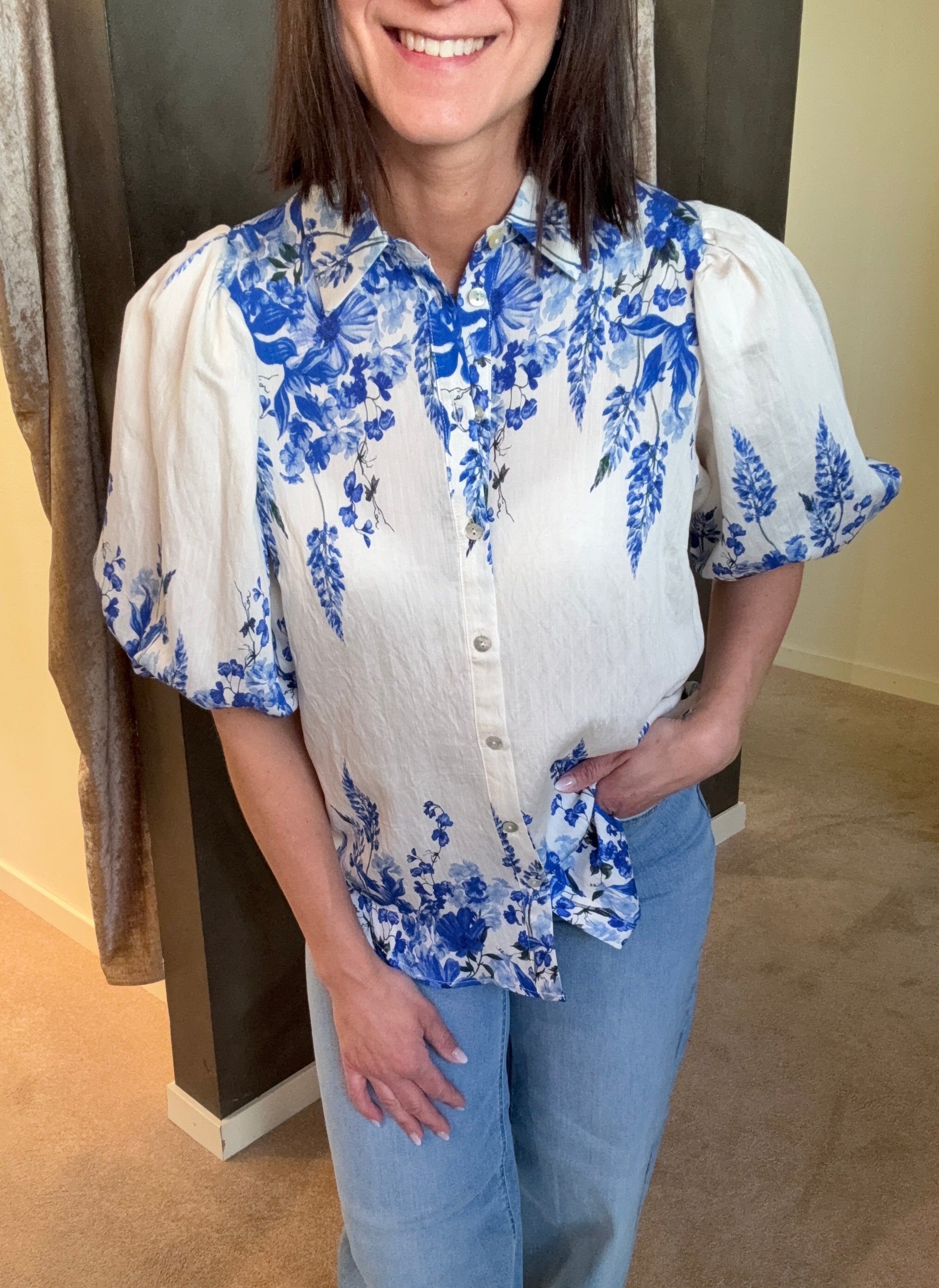 ELLA SHIRT- BLUE FLOWER