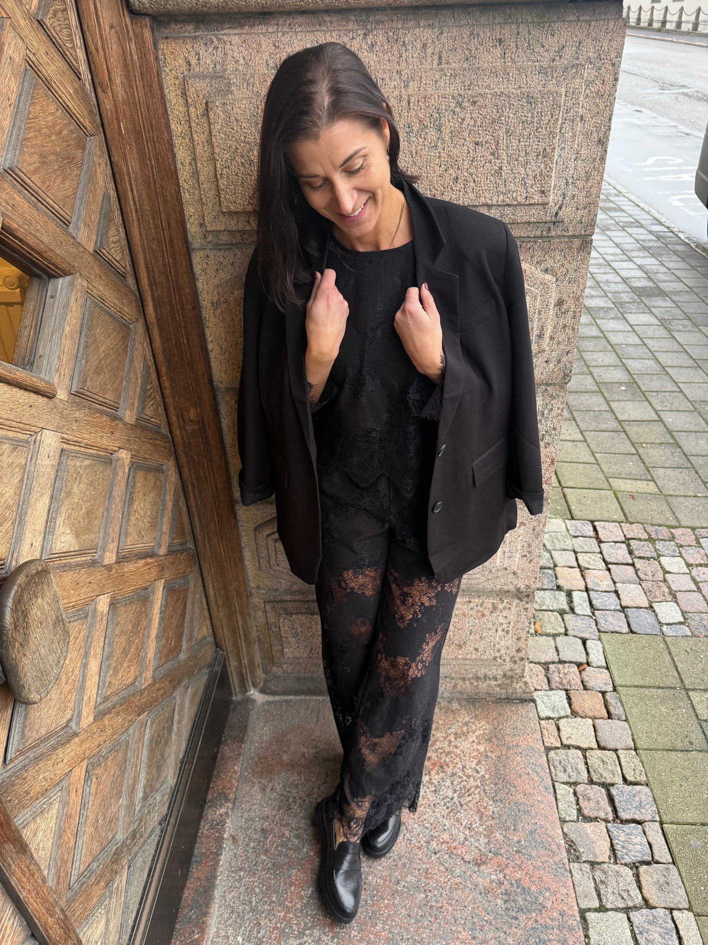 PCRINNE HW STRAIGHT LACE PANTS