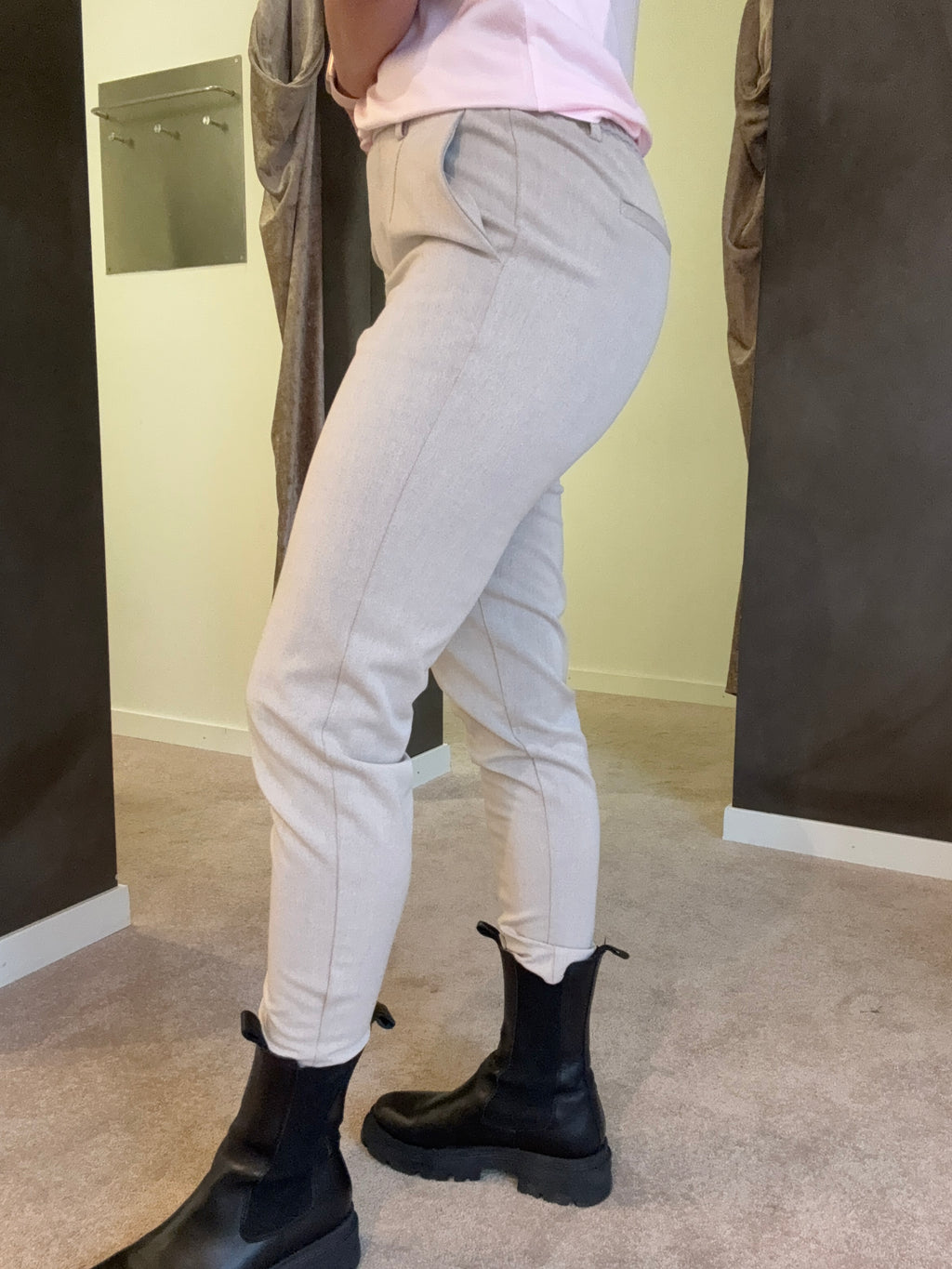 OBJLISA SLIM PANT HUMUS MELANGE