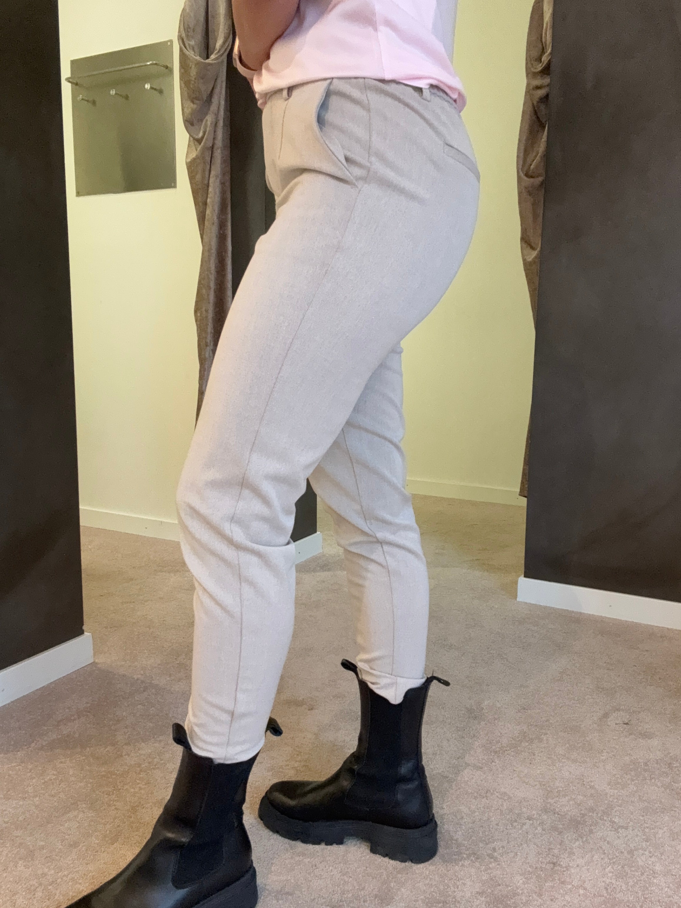 OBJLISA SLIM PANT HUMUS MELANGE