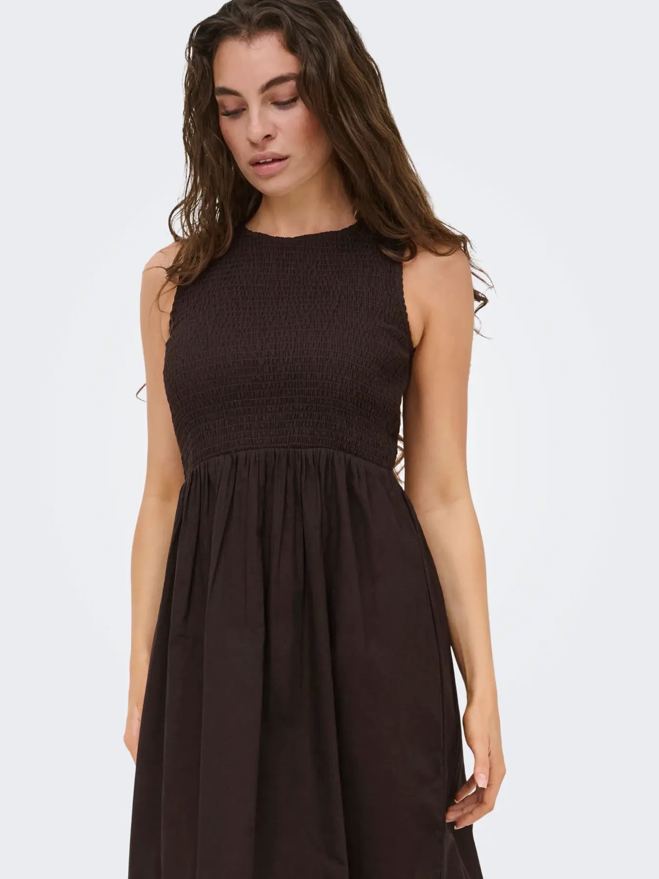 JDYDIEGO S/L SMOCK MIDI DRESS CHOCOLATE TORTE