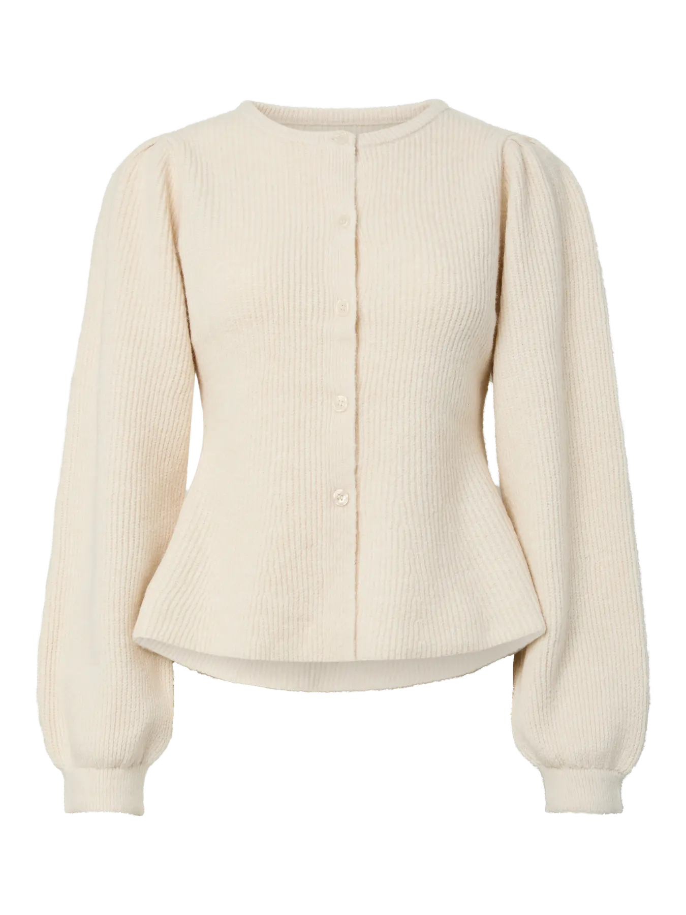 PCSILLY LS PUFF KNIT CARDIGAN BEIGE