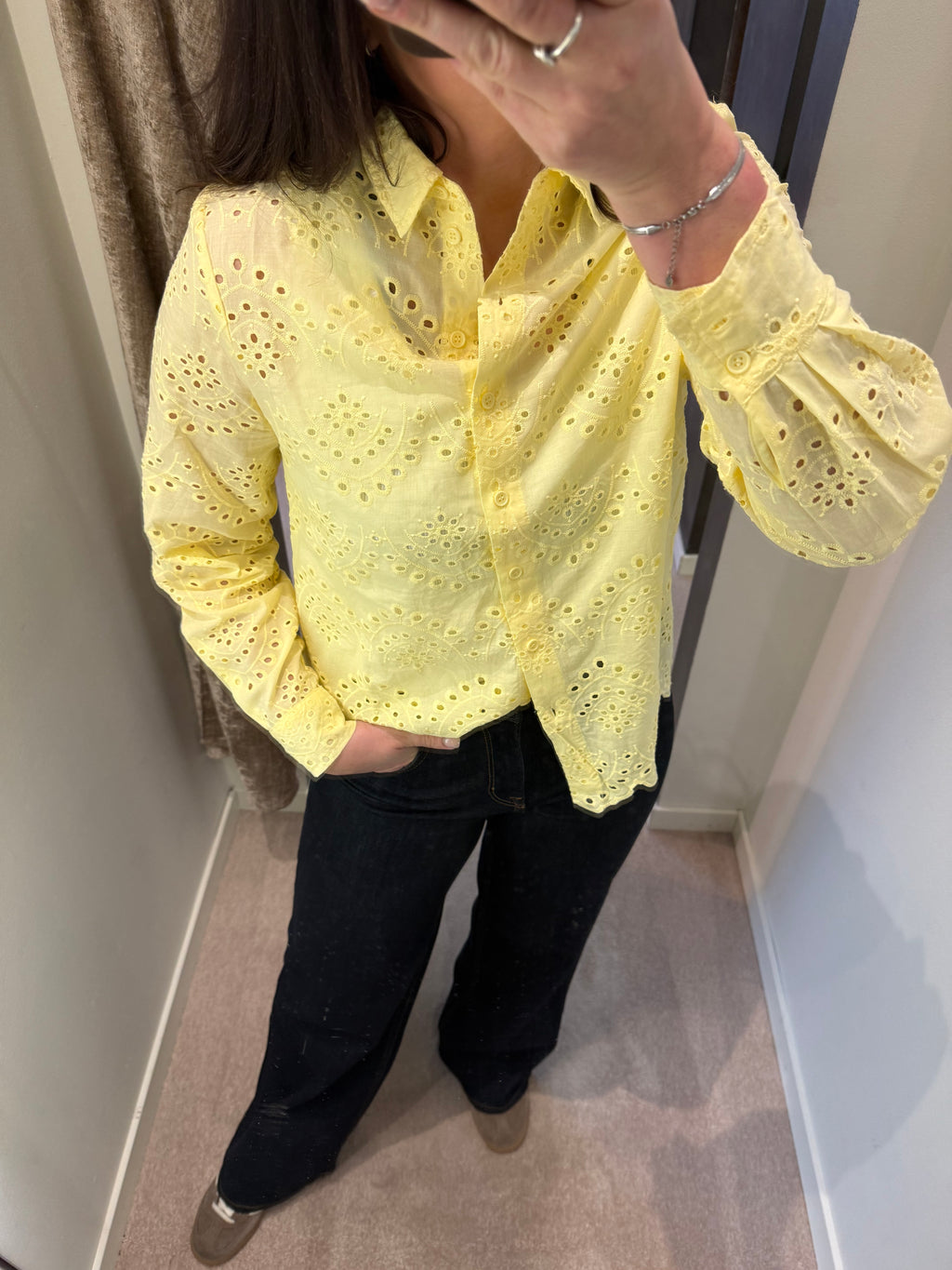 PCVILDE LS SHIRT FRENCH VANILLA