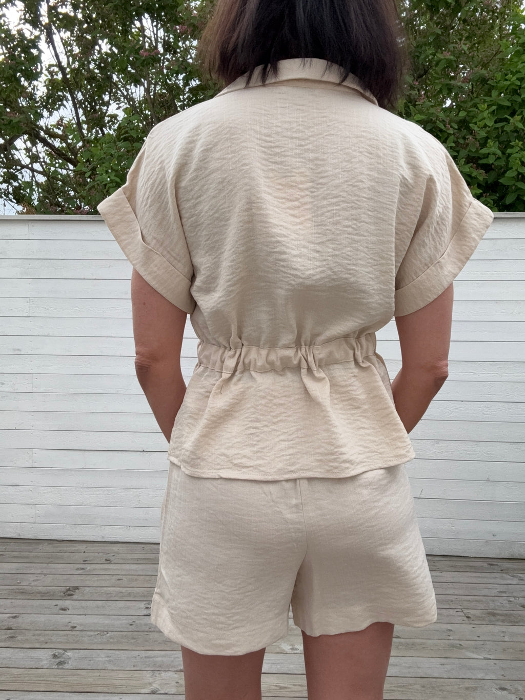 JDYMILLE S/S ZIP SHIRT SANDSHELL