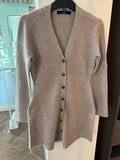 VMDOFFY LS V-NK BUTTON DRESS MOON ROCK
