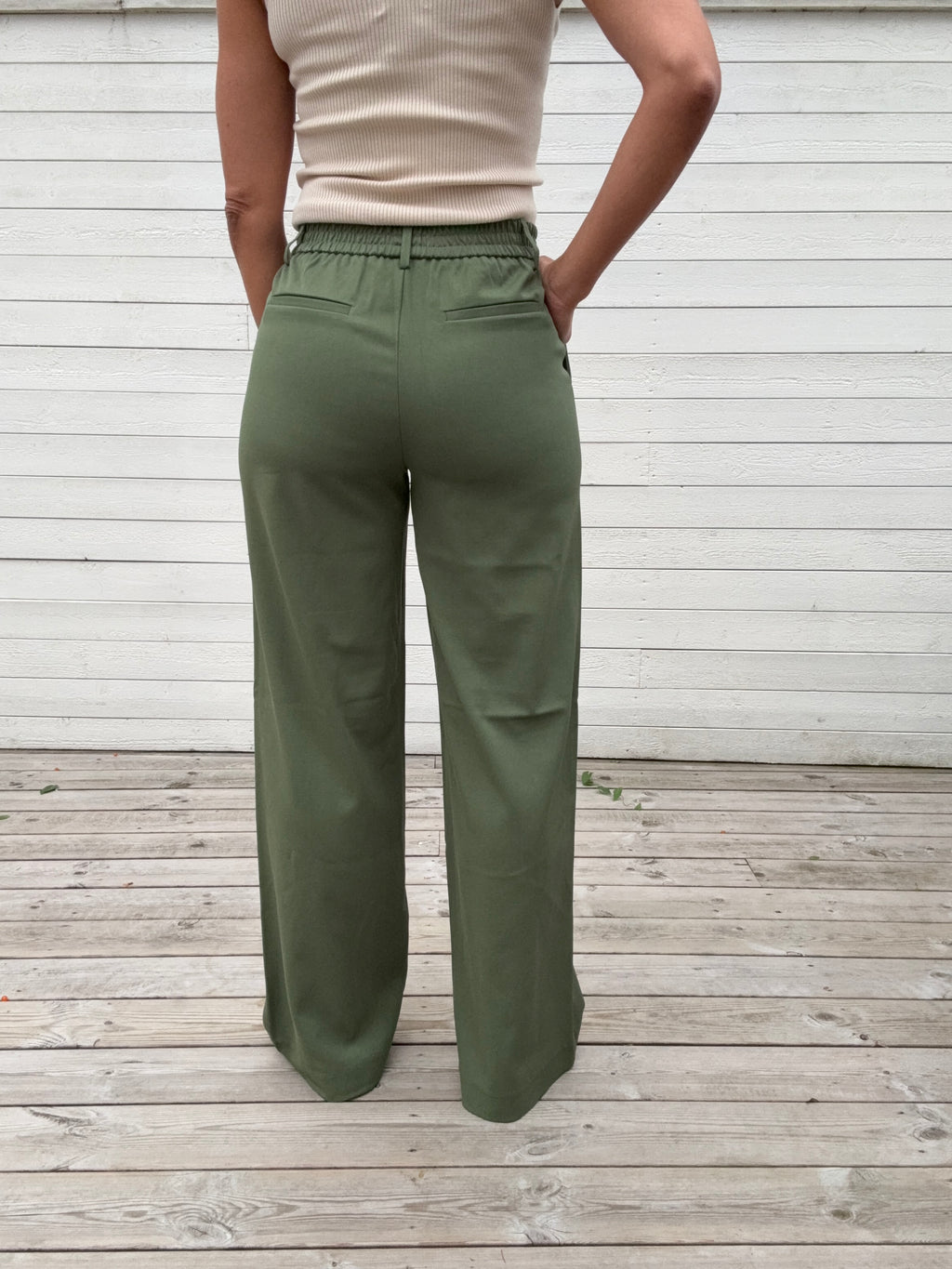 OBJLISA WIDE PANT BRONZE GREEN