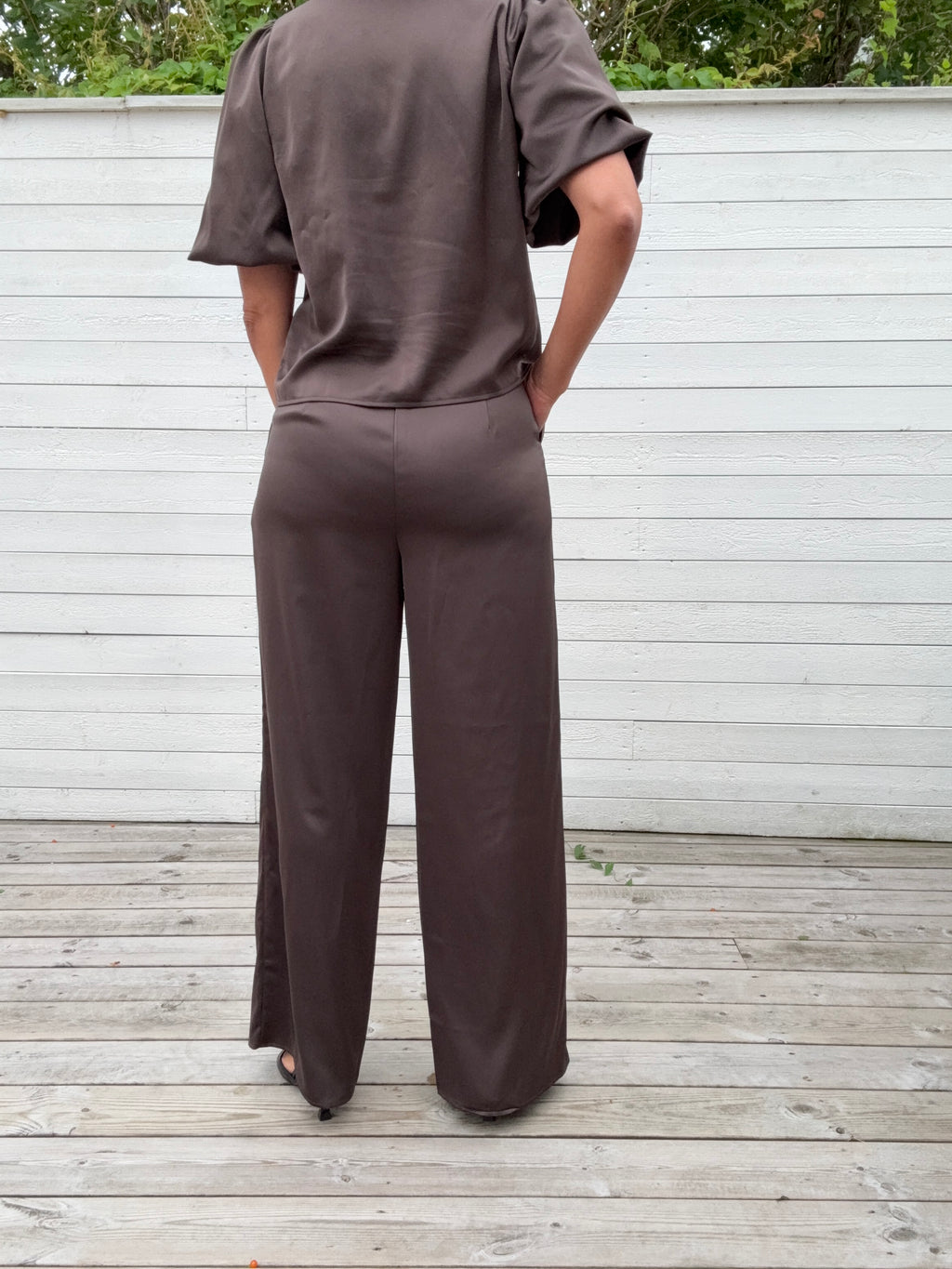 YASPELLA HW WIDE PANTS CHOCOLATE BROWN