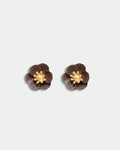 FLOWER PETITE EARRINGS DARK BROWN