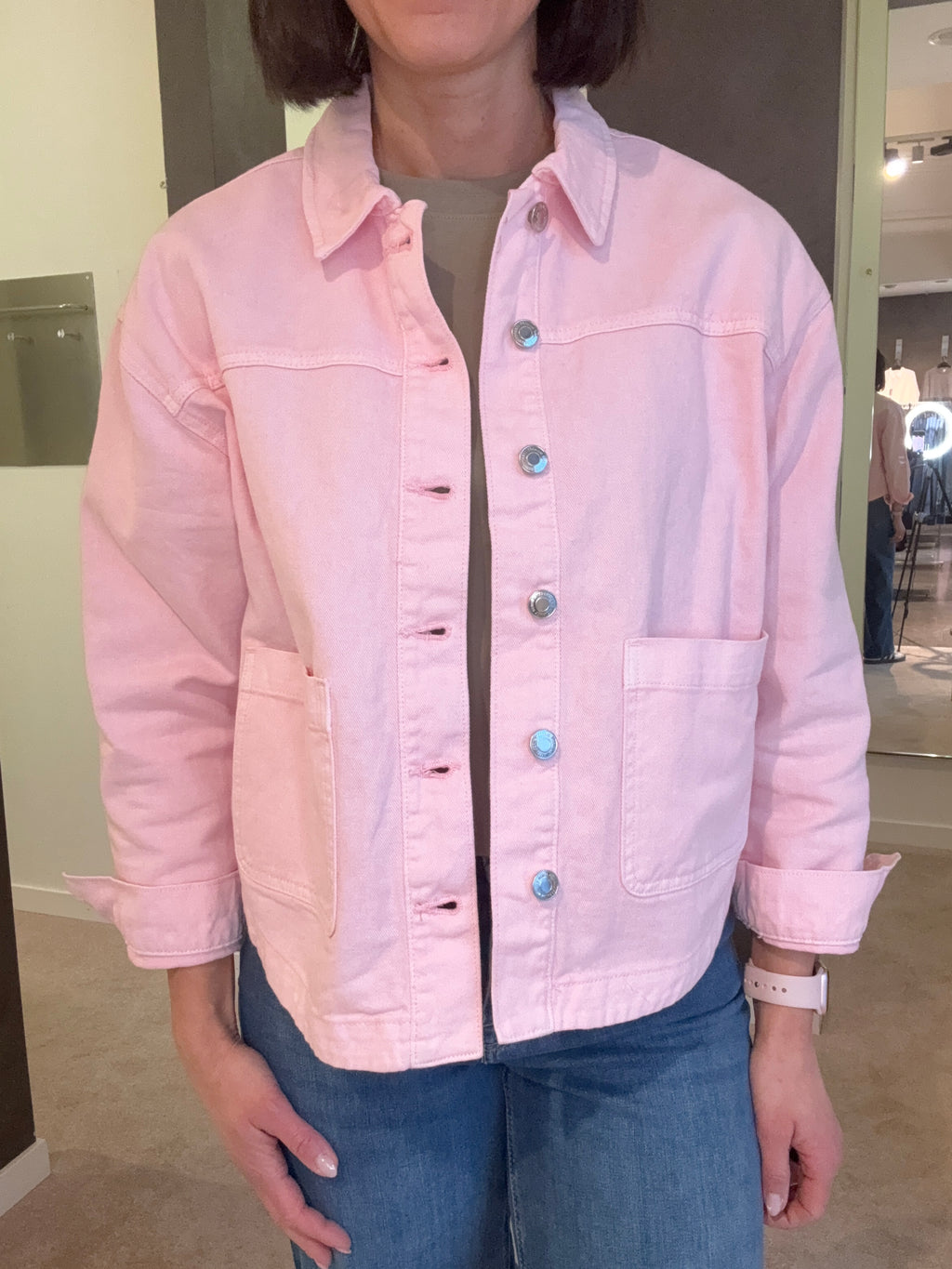 VMJAMIE LS DENIM SHACKET PINK