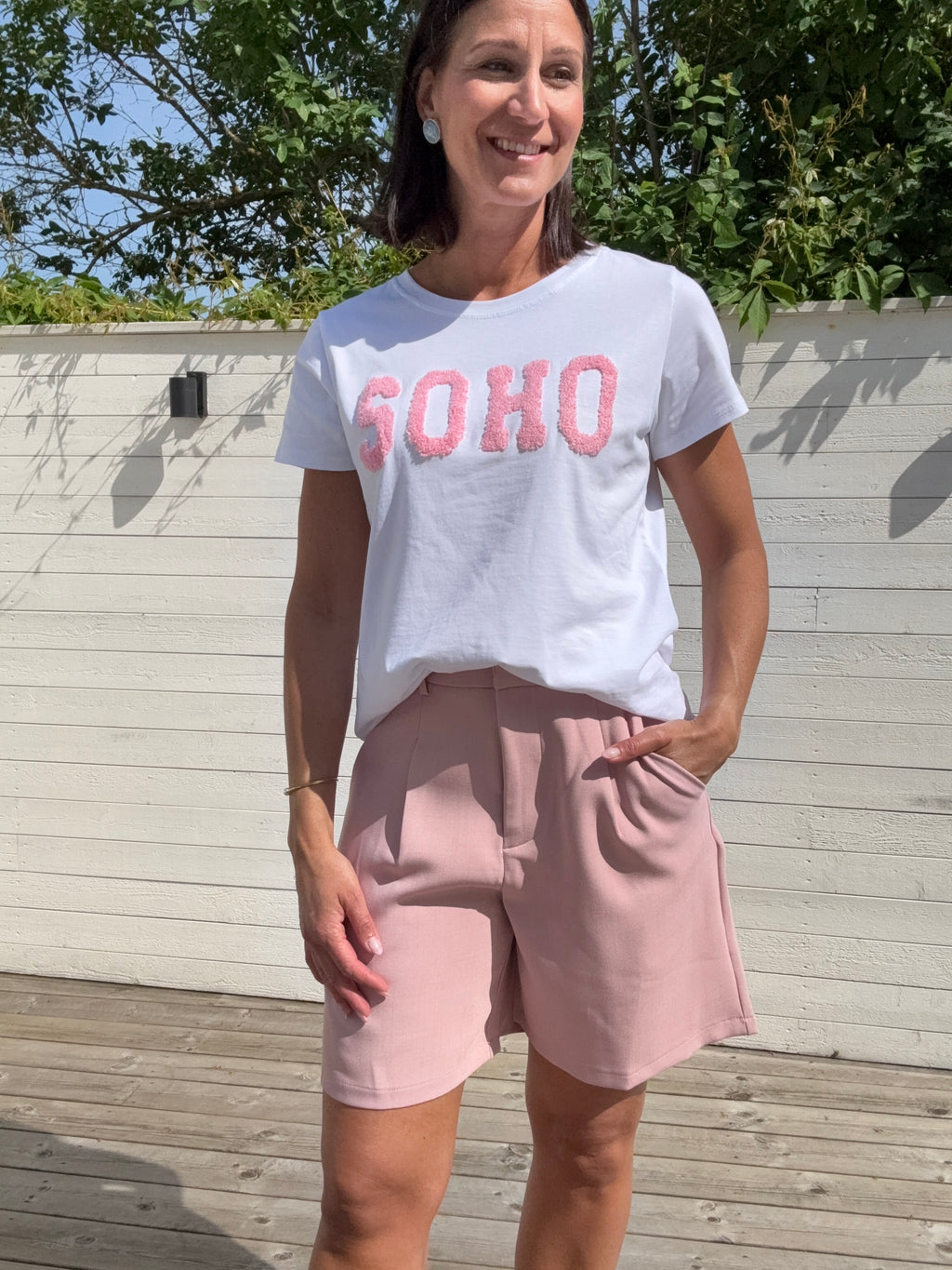 HERDIS TEE WHITE/BABY PINK 84275