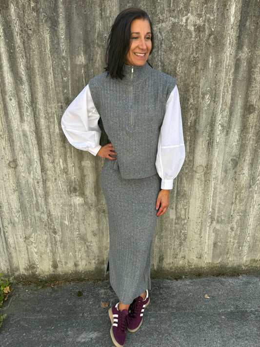 ONLJEANETT LIFE RIB LONG SKIRT DGM