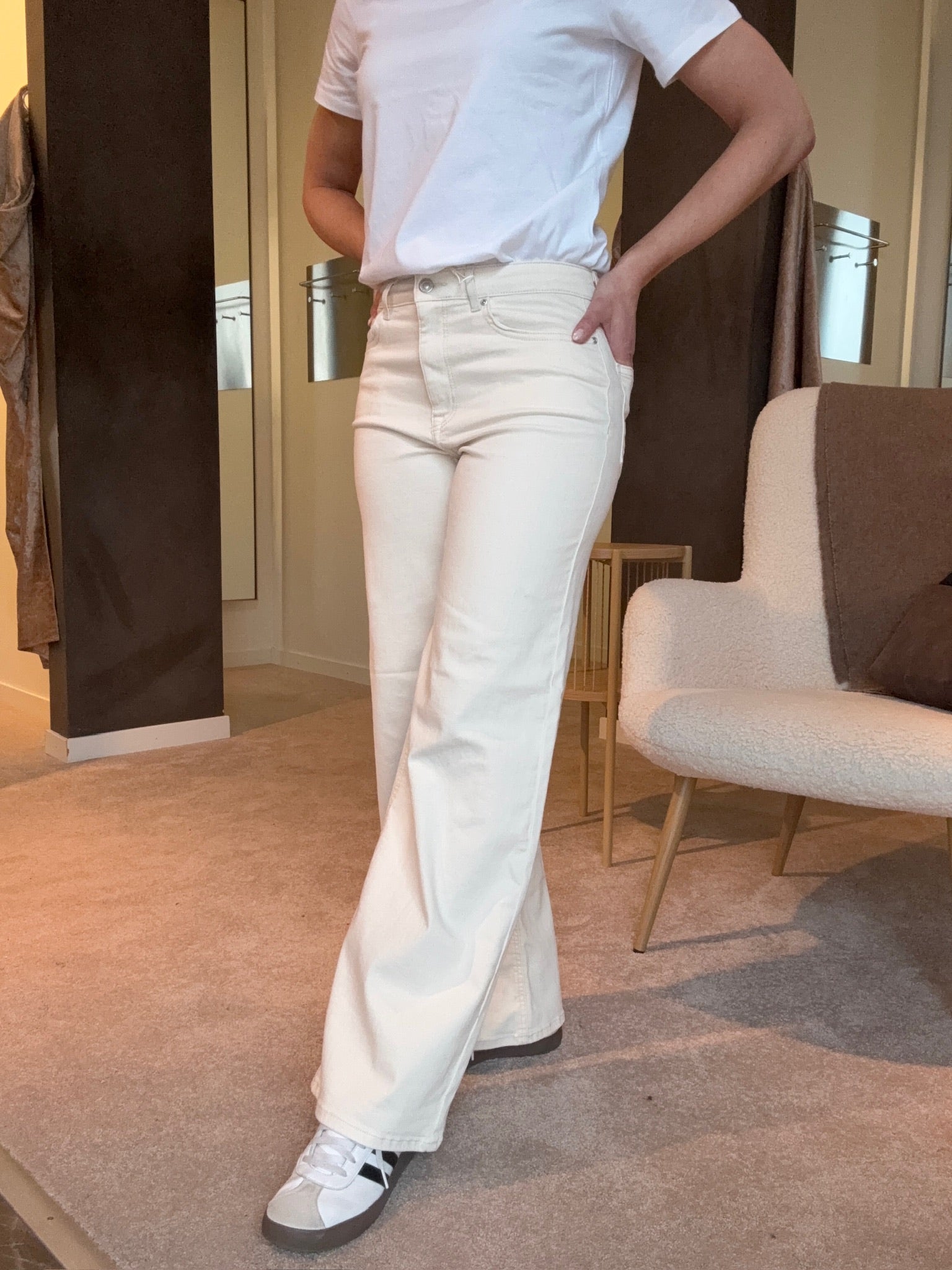 ONLMADISON BLUSH HW WIDE DNM ECRU