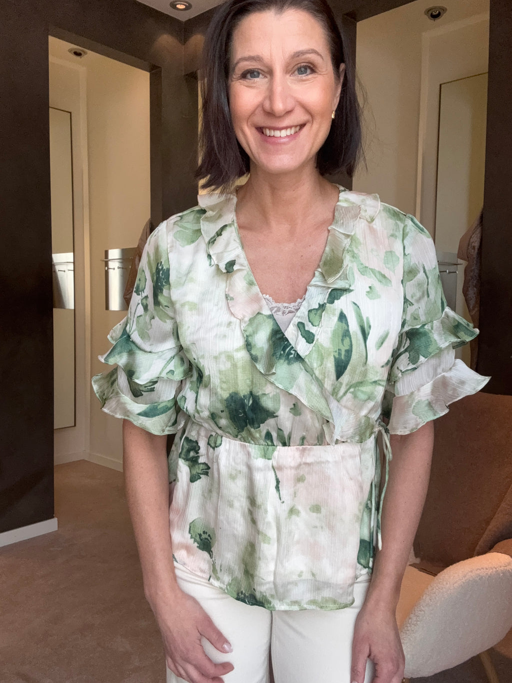 VIMOLINA 2/4 FLOUNCE WRAP TOP