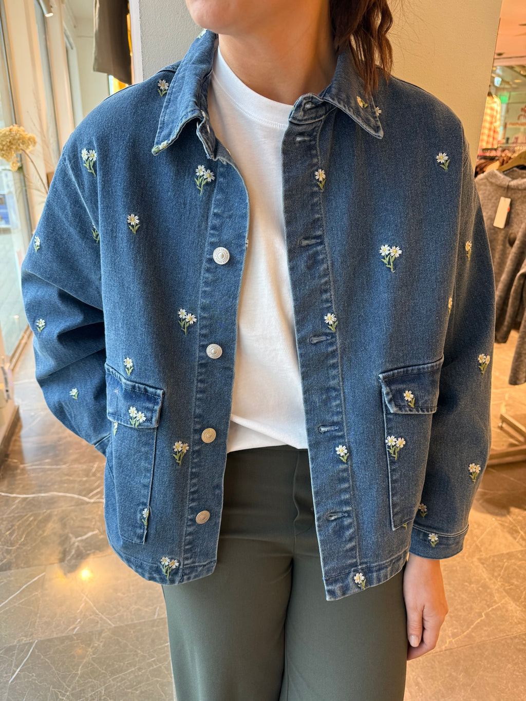 PCFLORA LS DENIM EMB SHIRT