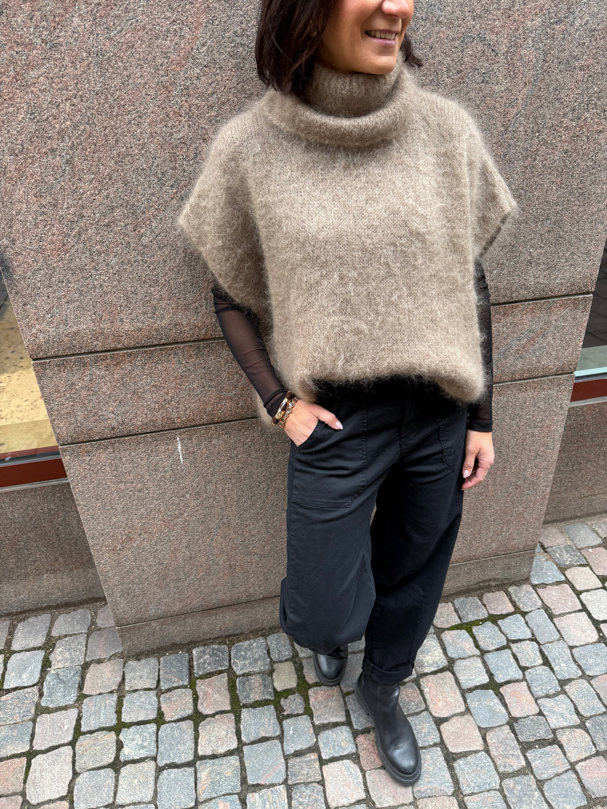 MOHAIR BEIGE- 80% Kid Mohair Turtleneck Sweater