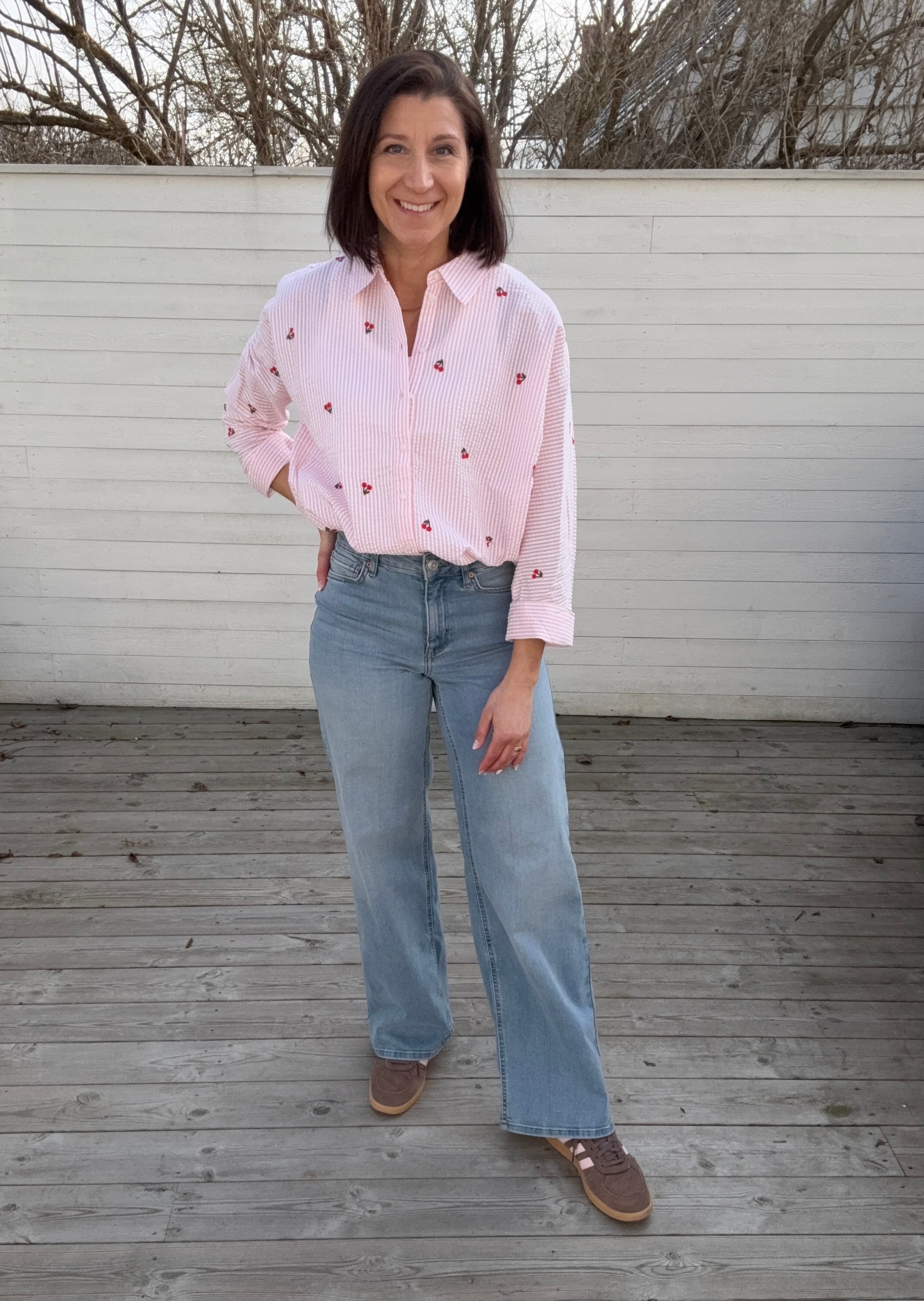 ONLNEW LINA GRACE L/S CHERRY SHIRT