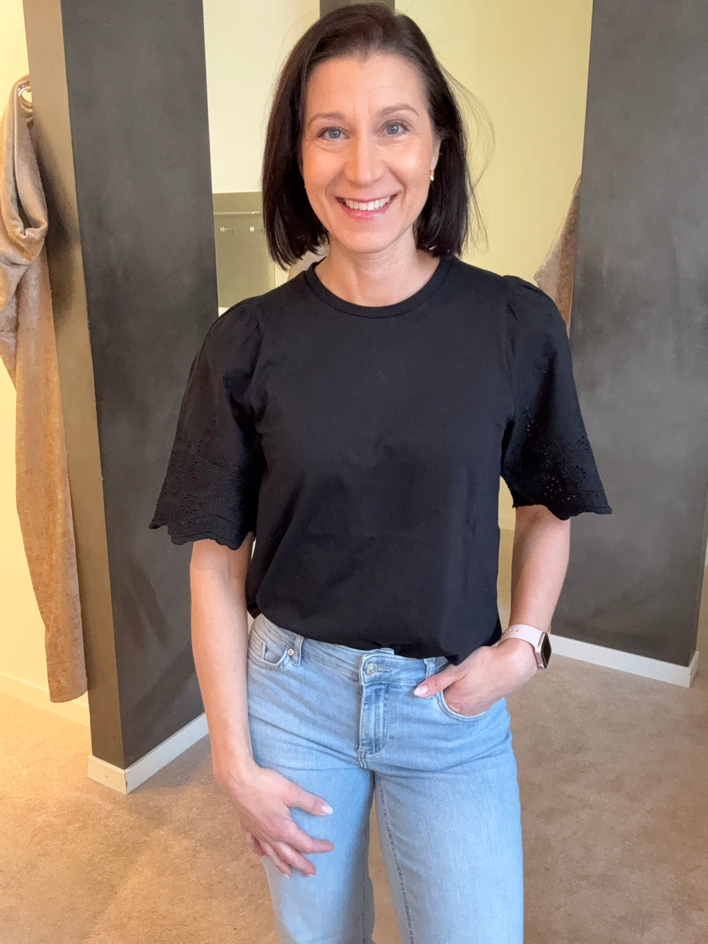 JDYLAIR LIFE S/S NEW MIX TOP BLACK