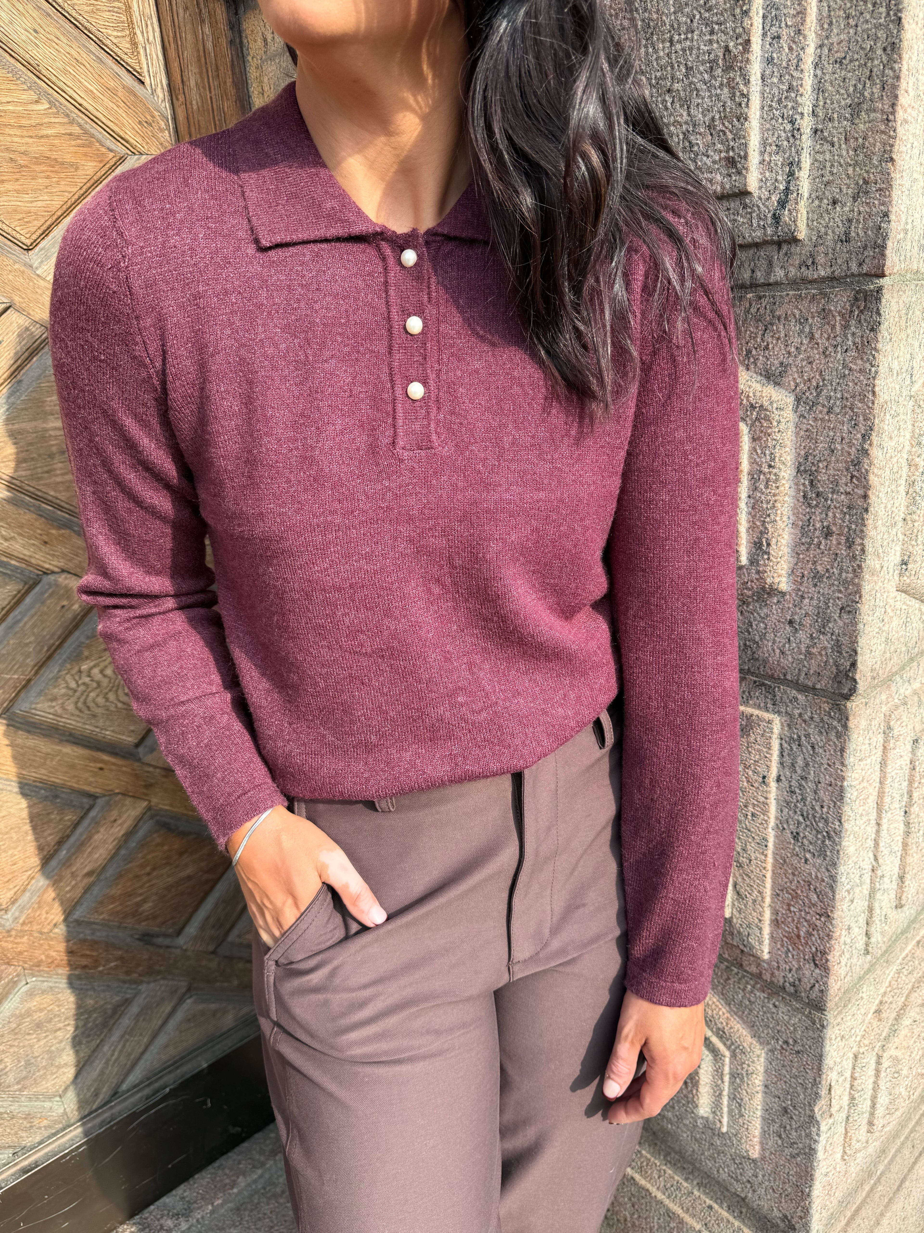 VIRIL L/S POLO PULLOVER KNIT PORT ROYAL