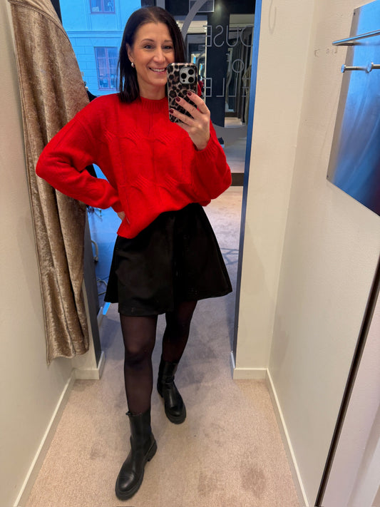 PCJENNA LS O-NECK CABLE KNIT