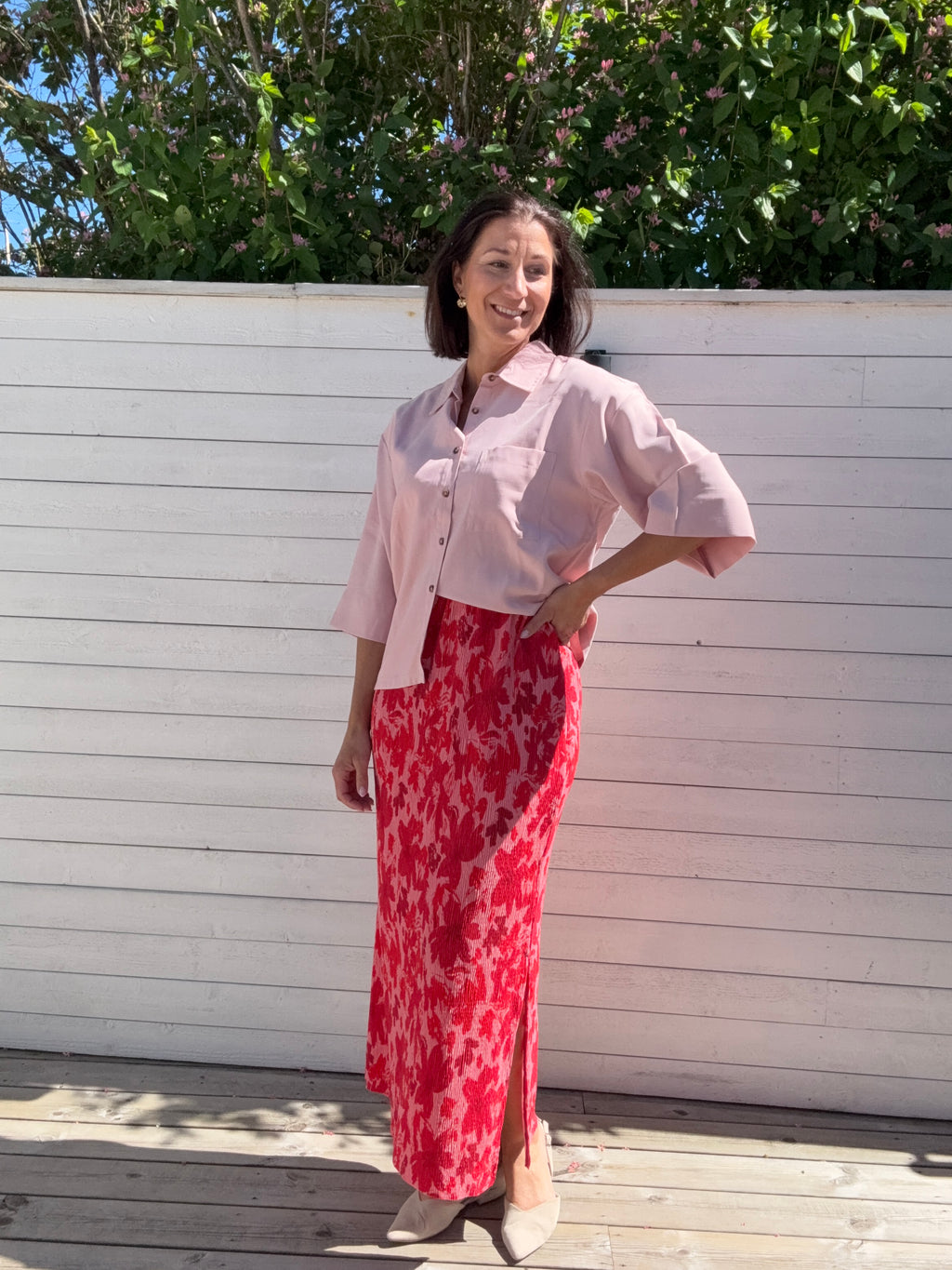 PCFLORA HW ANKLE SKIRT RED
