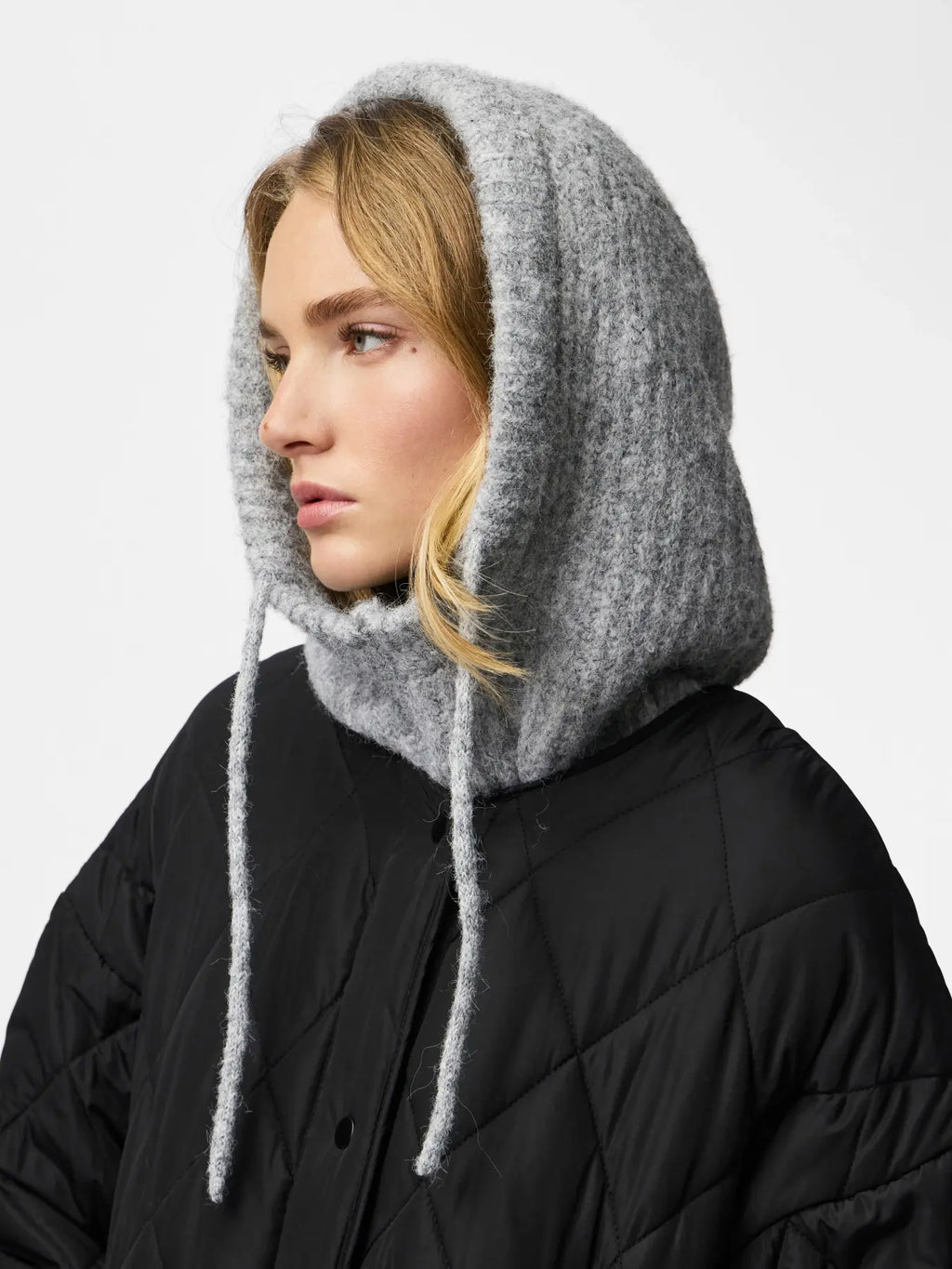 PCNAMBI BALACLAVA LIGHT GREY MELANGE