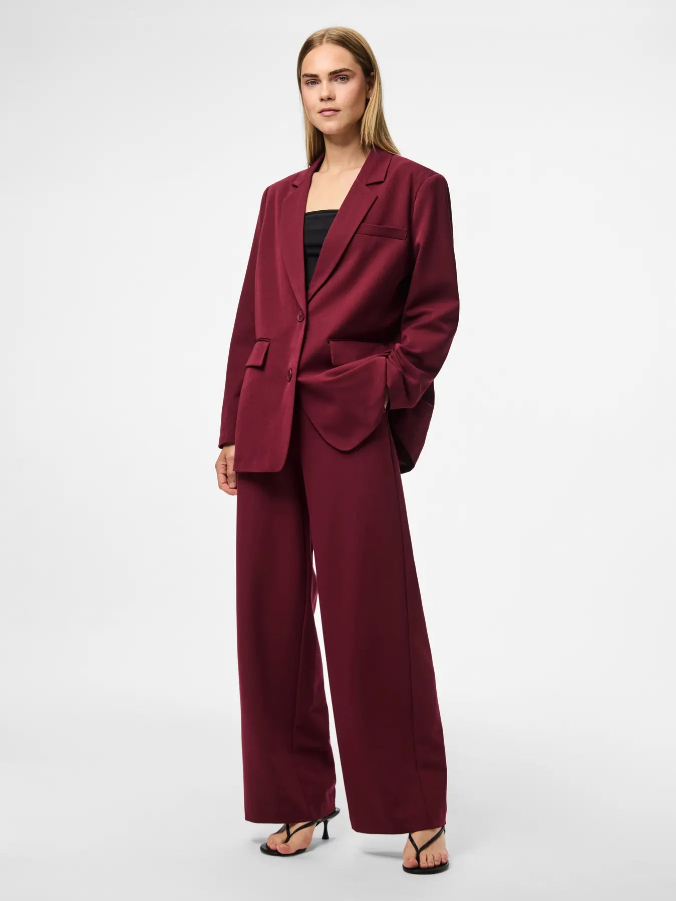 PCKAMIL LS LOOSE BLAZER TAWNY PORT