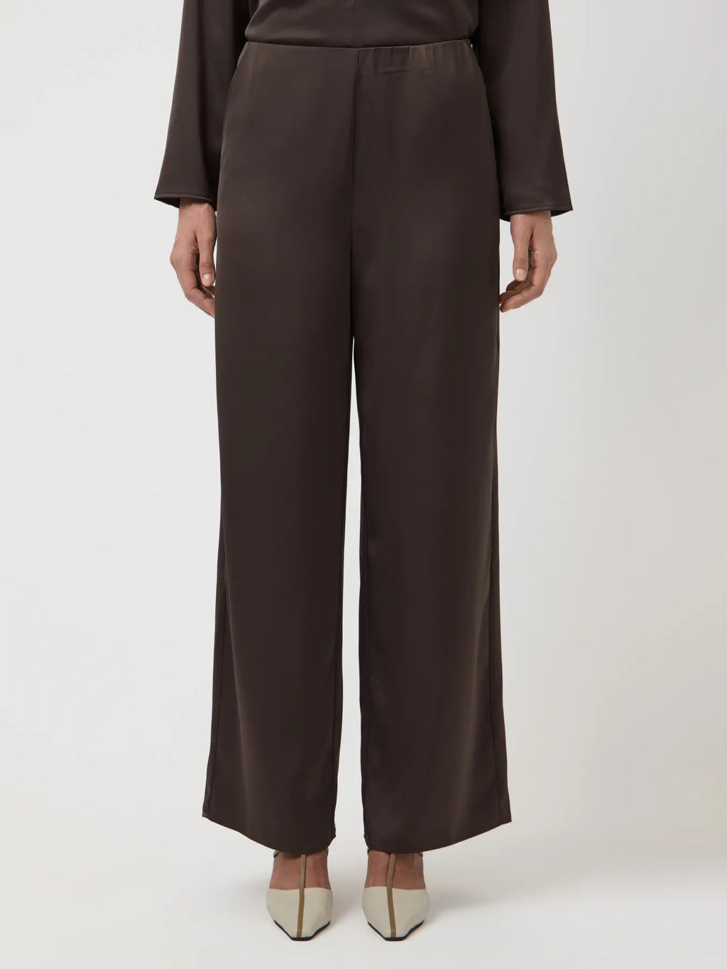 YASPELLA HW WIDE PANTS CHOCOLATE BROWN