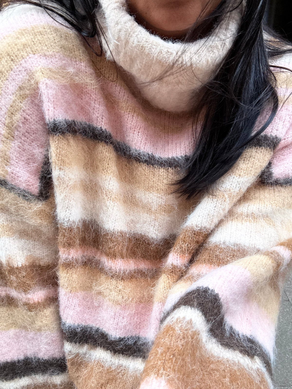 ONLPERIL LS ROLLNECK KNIT- Rosa/beige