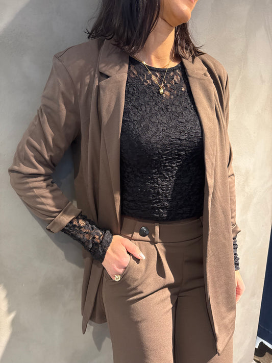 JDYGEGGO LIFE L/S BLAZER CHOCOLATE BROWN