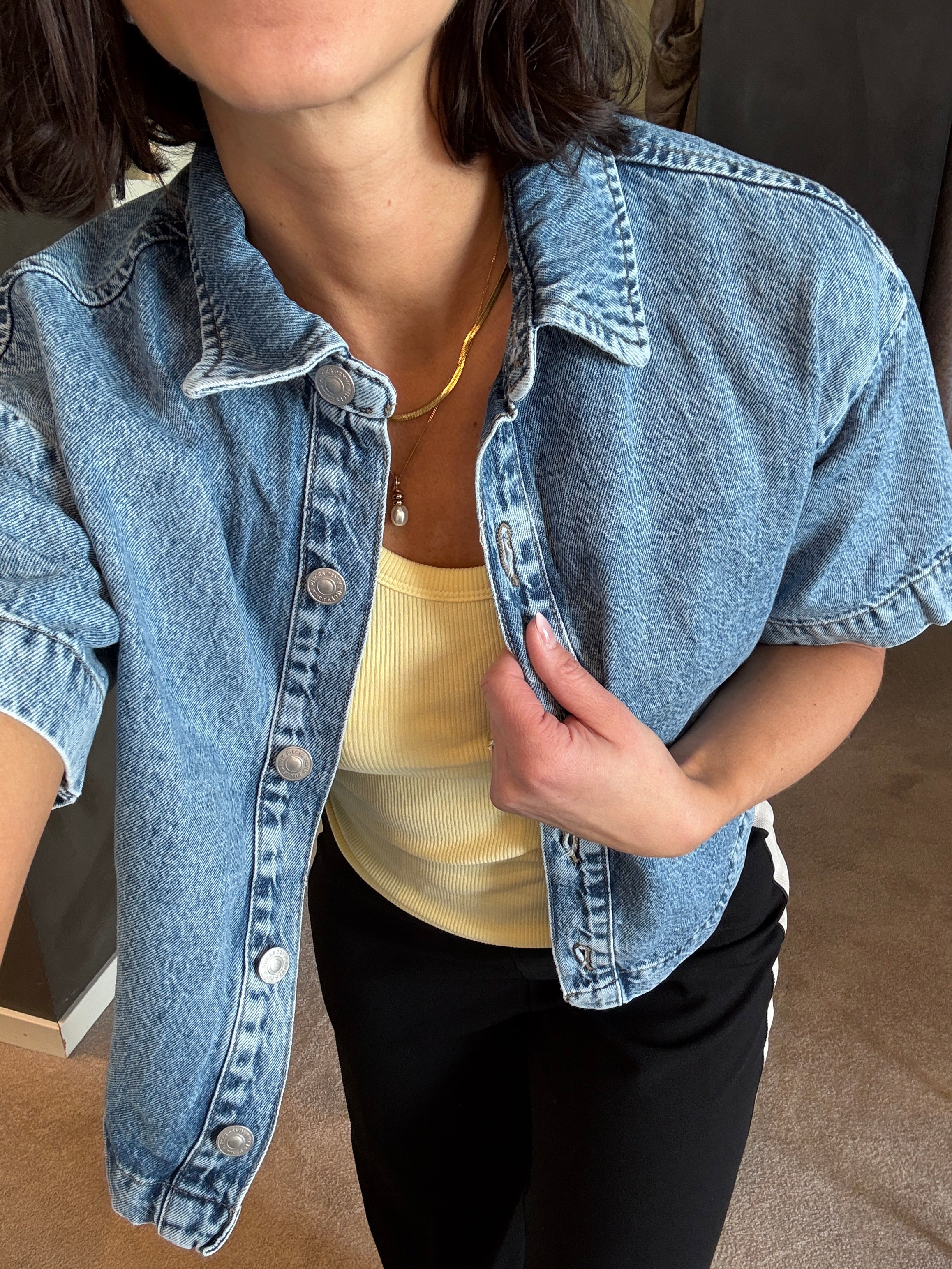 PCSKY SS A-SHAPE DENIM TOP MBD