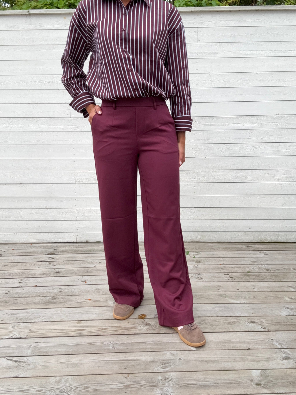 OBJLISA WIDE PANT WINDSOR WINE