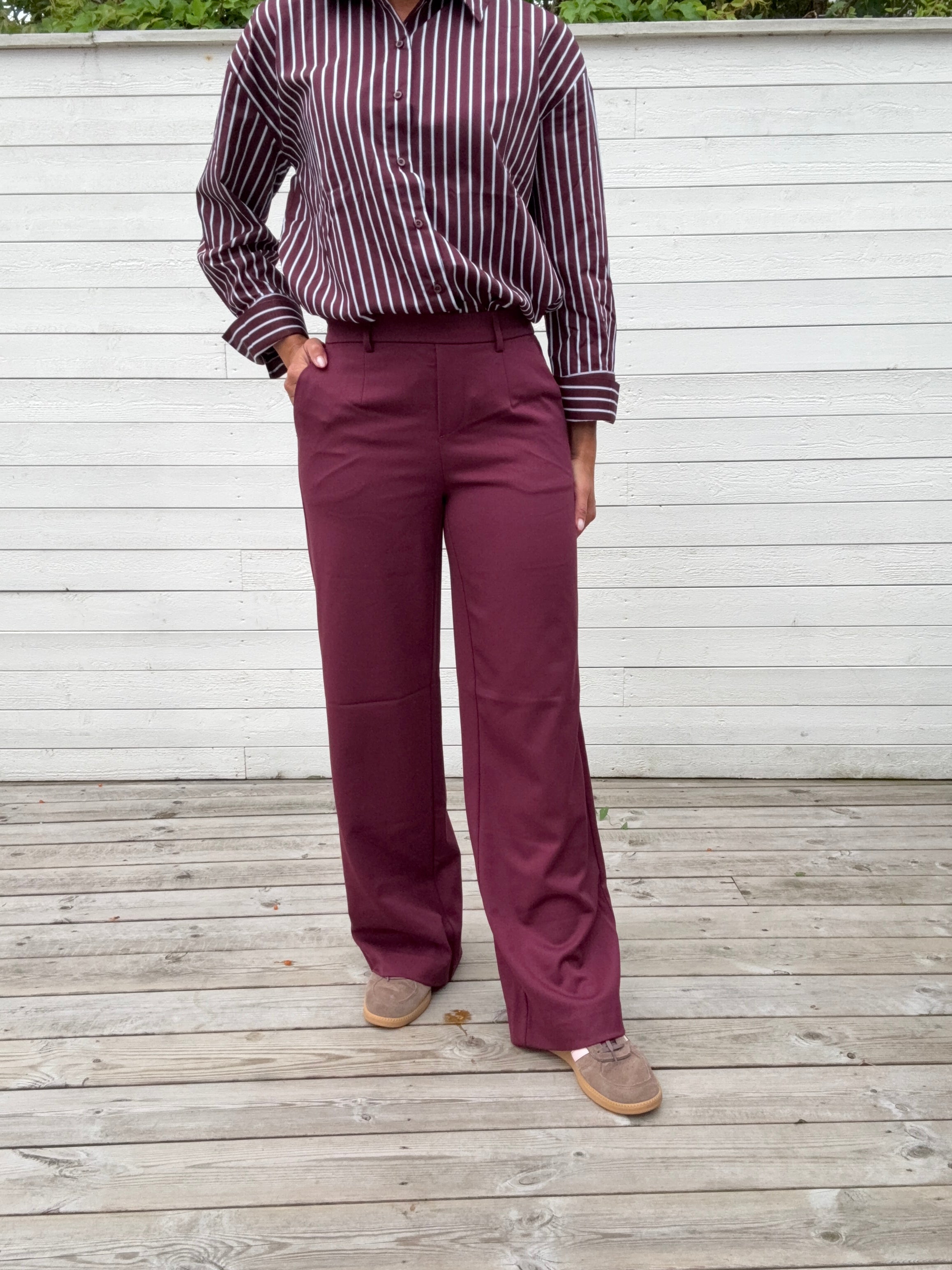 OBJLISA WIDE PANT WINDSOR WINE