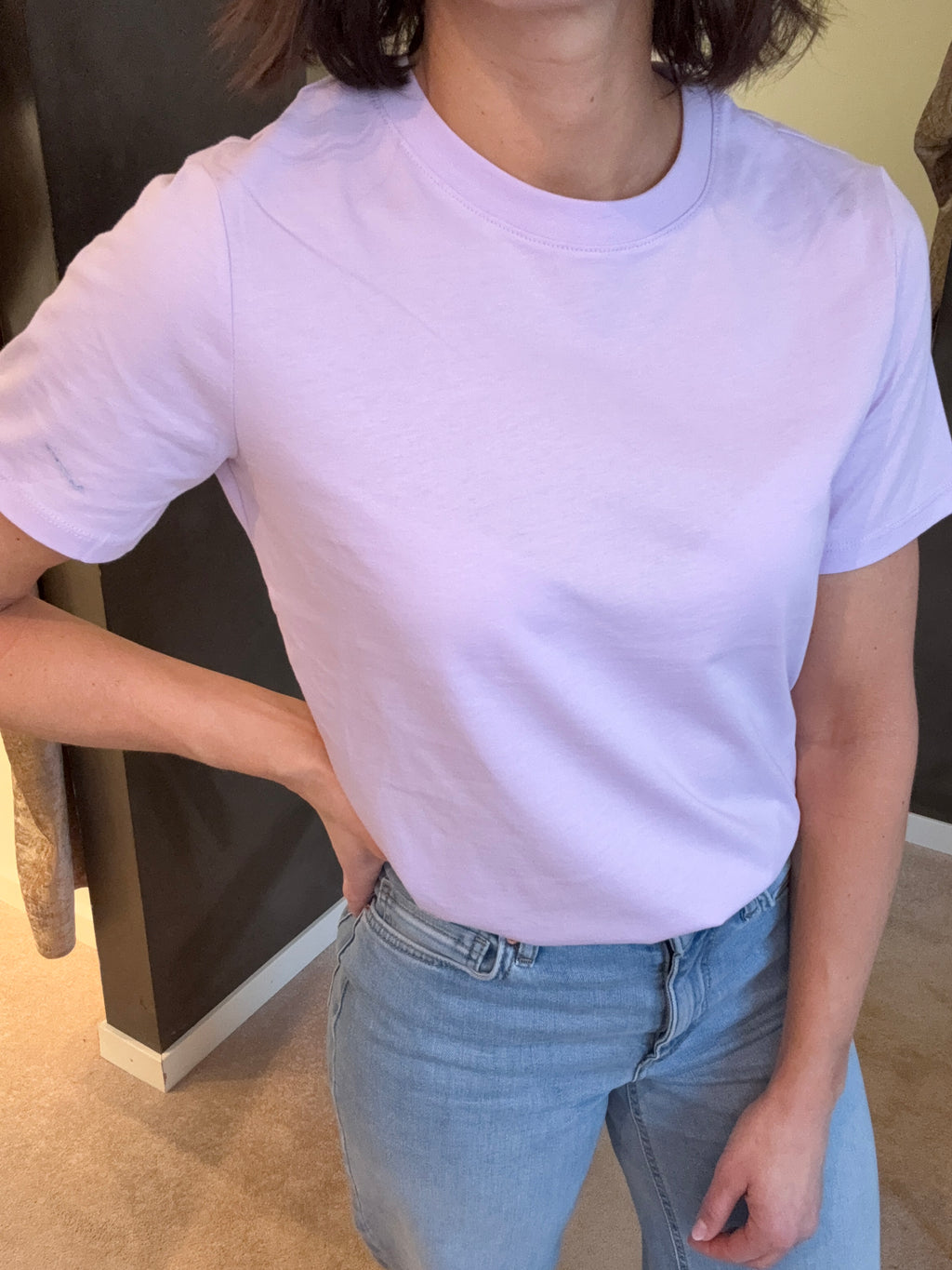 PCRIA SS SOLID TEE PASTEL LILAC