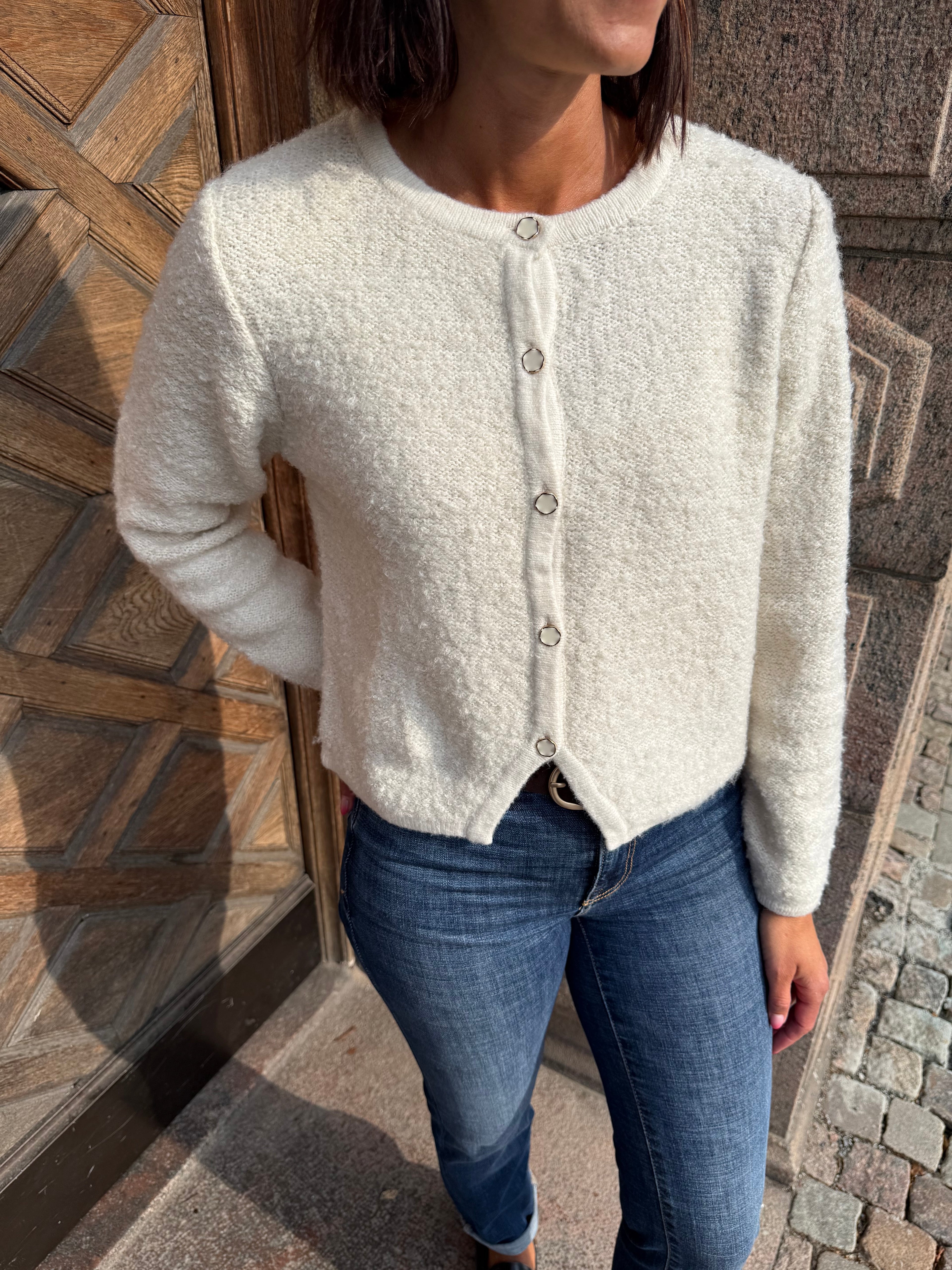 VIPIGGA O-NECK L/S KNIT JACKET BIRCH