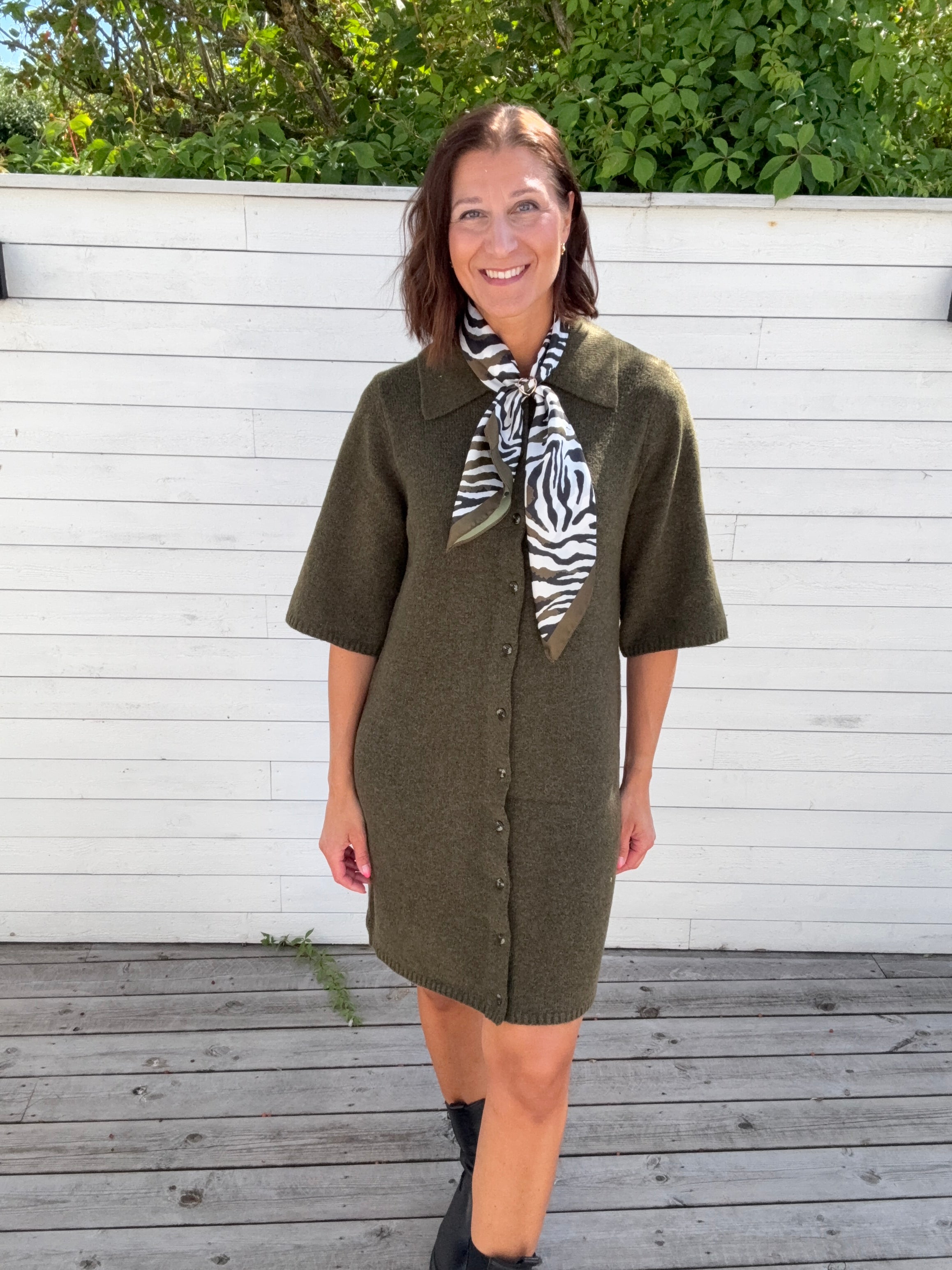 ONLALIVIA 2/4 COLLAR DRESS FOREST NIGHT