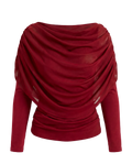 OBJDINA L/S BOATNECK CAPE TOP RED