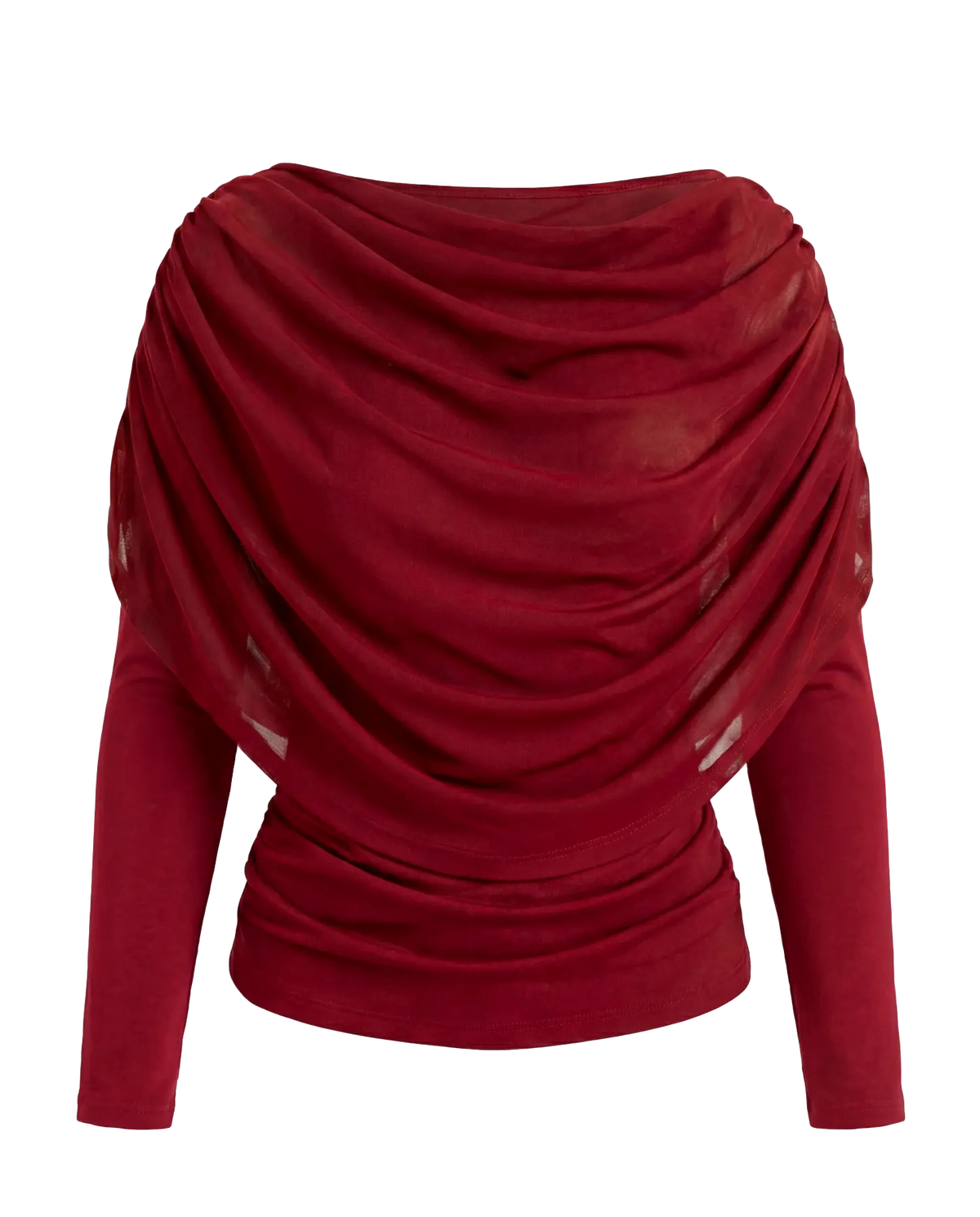 OBJDINA L/S BOATNECK CAPE TOP RED