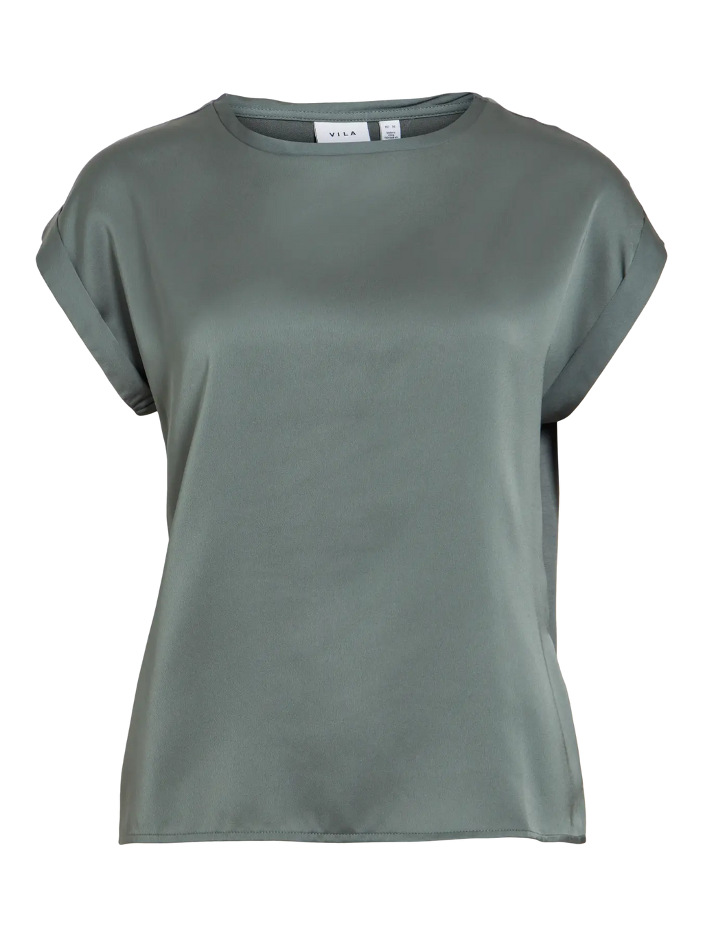 VIELLETTE S/S SATIN TOP BALSAM GREEN