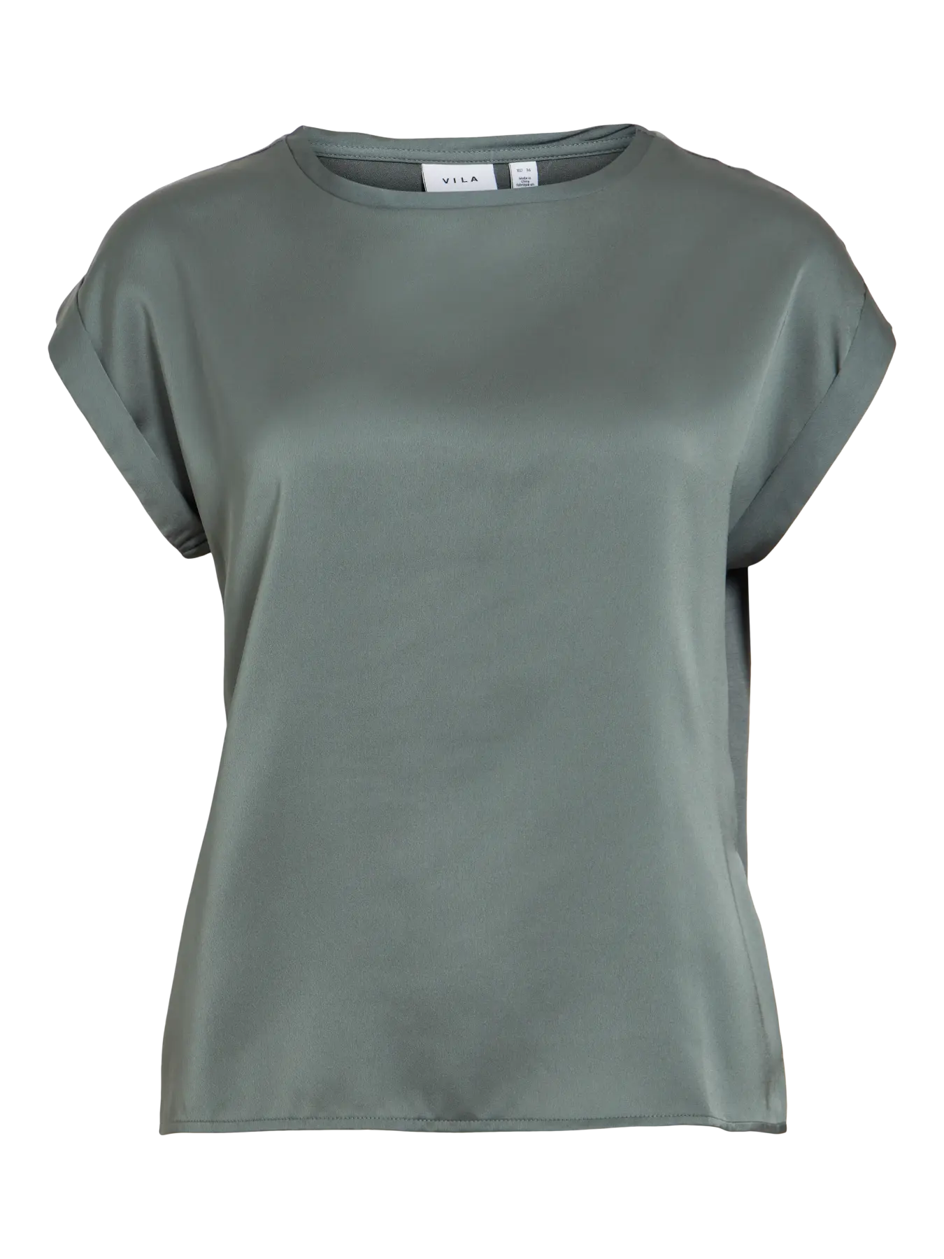 VIELLETTE S/S SATIN TOP BALSAM GREEN