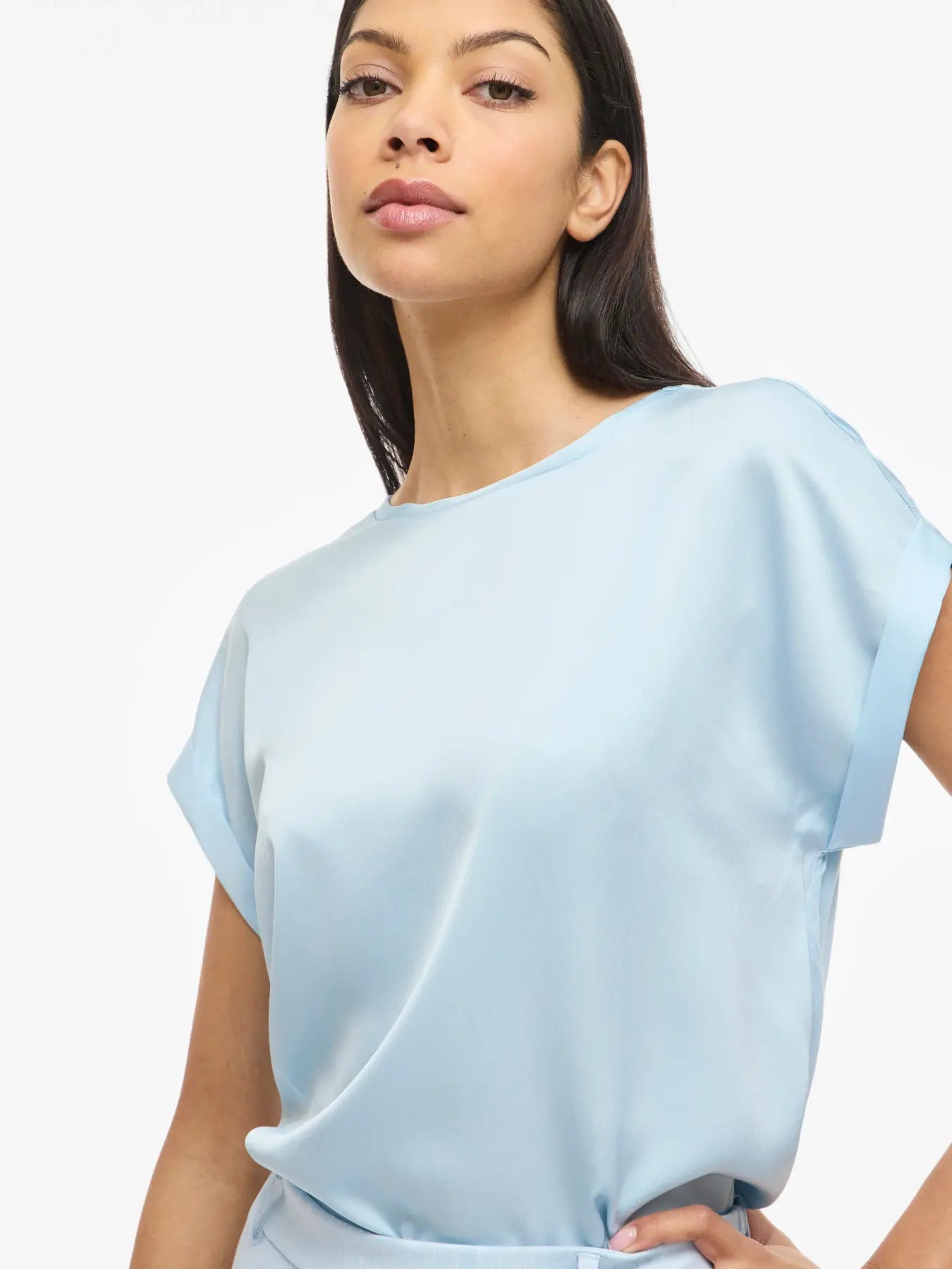 VIELLETTE S/S SATIN TOP NANTUCKET BREEZE