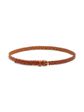 PCAVERY LEATHER BRAIDED SLIM BELT COGNAC