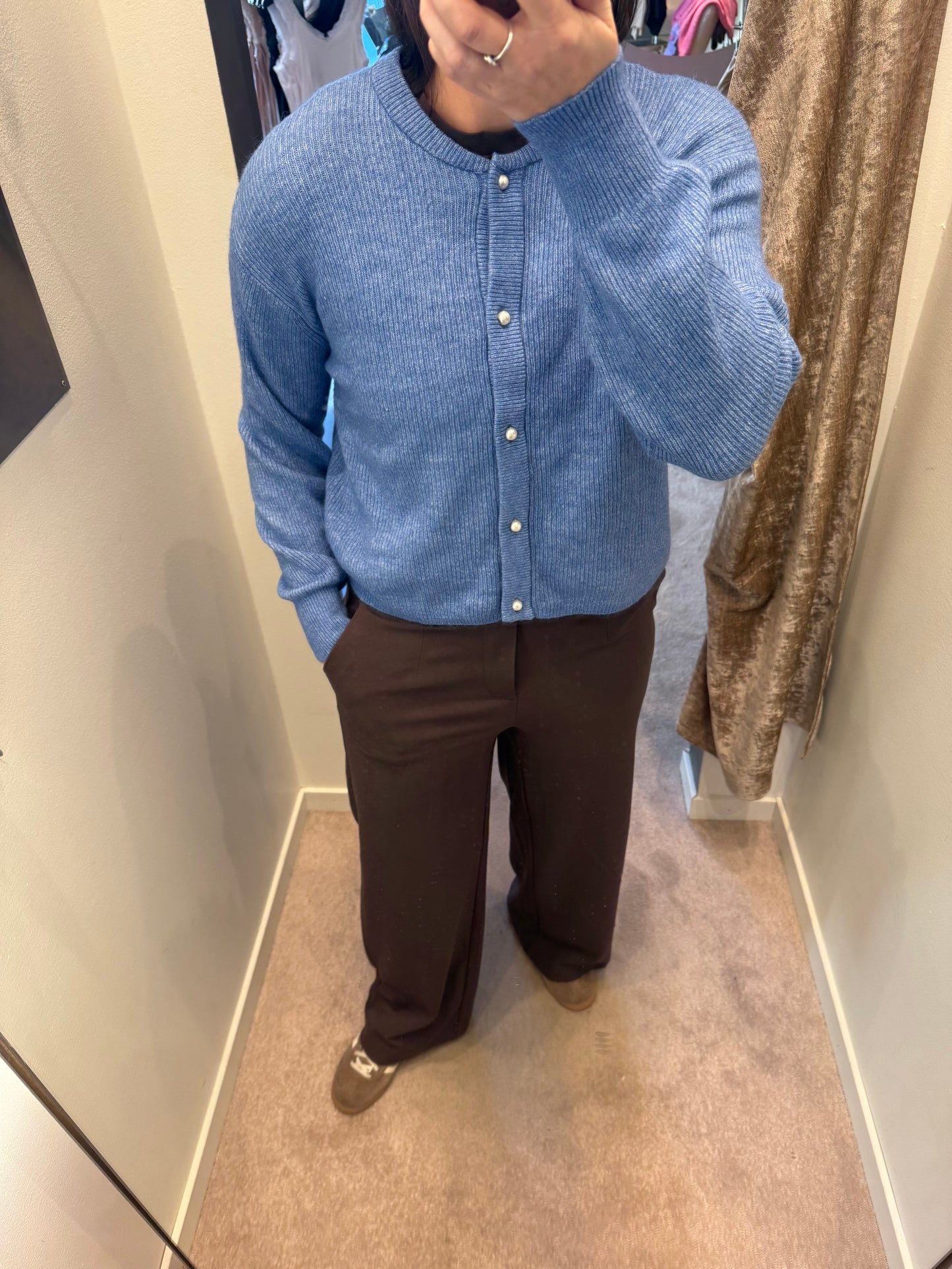 JDYLUMI L/S BUTTON CARDIGAN BLUE