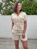 JDYMILLE S/S ZIP SHIRT SANDSHELL