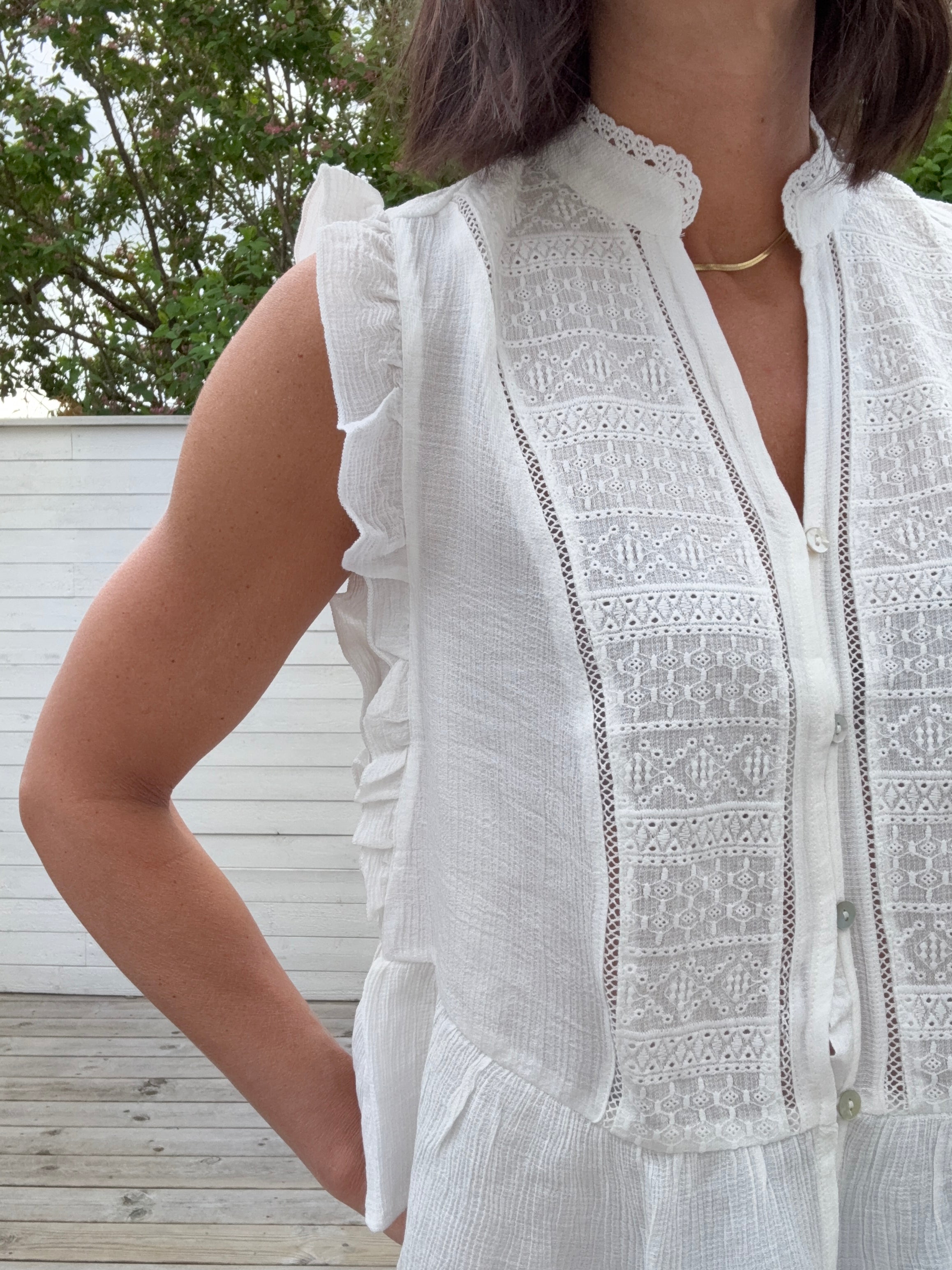 ONLHENNY S/L FRILL BUTTON TOP
