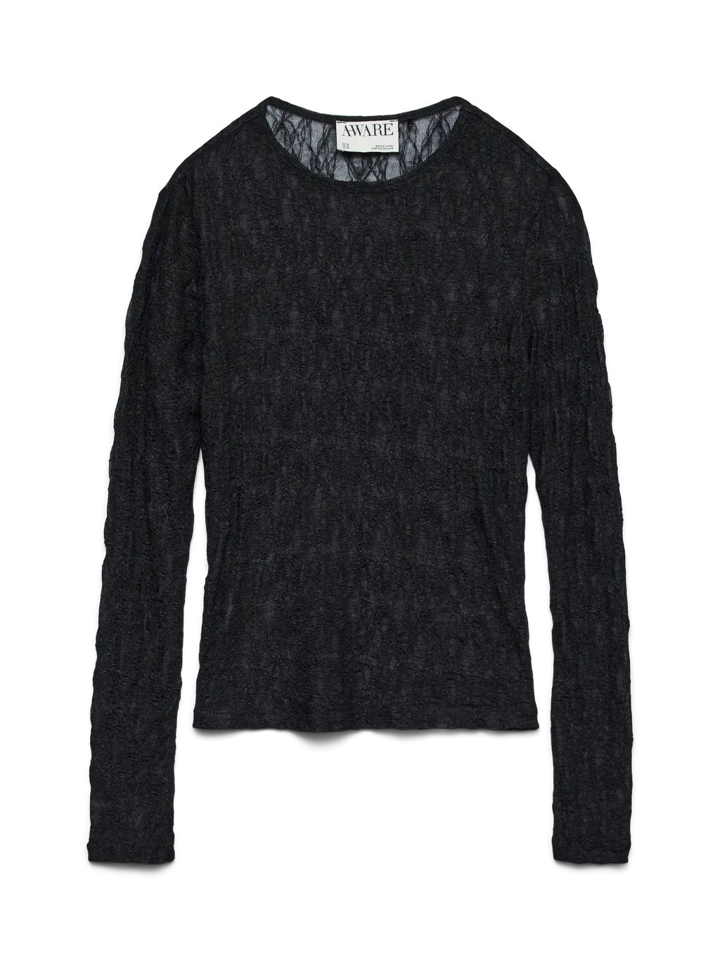 AWTESSY LS O-NECK LACE TOP