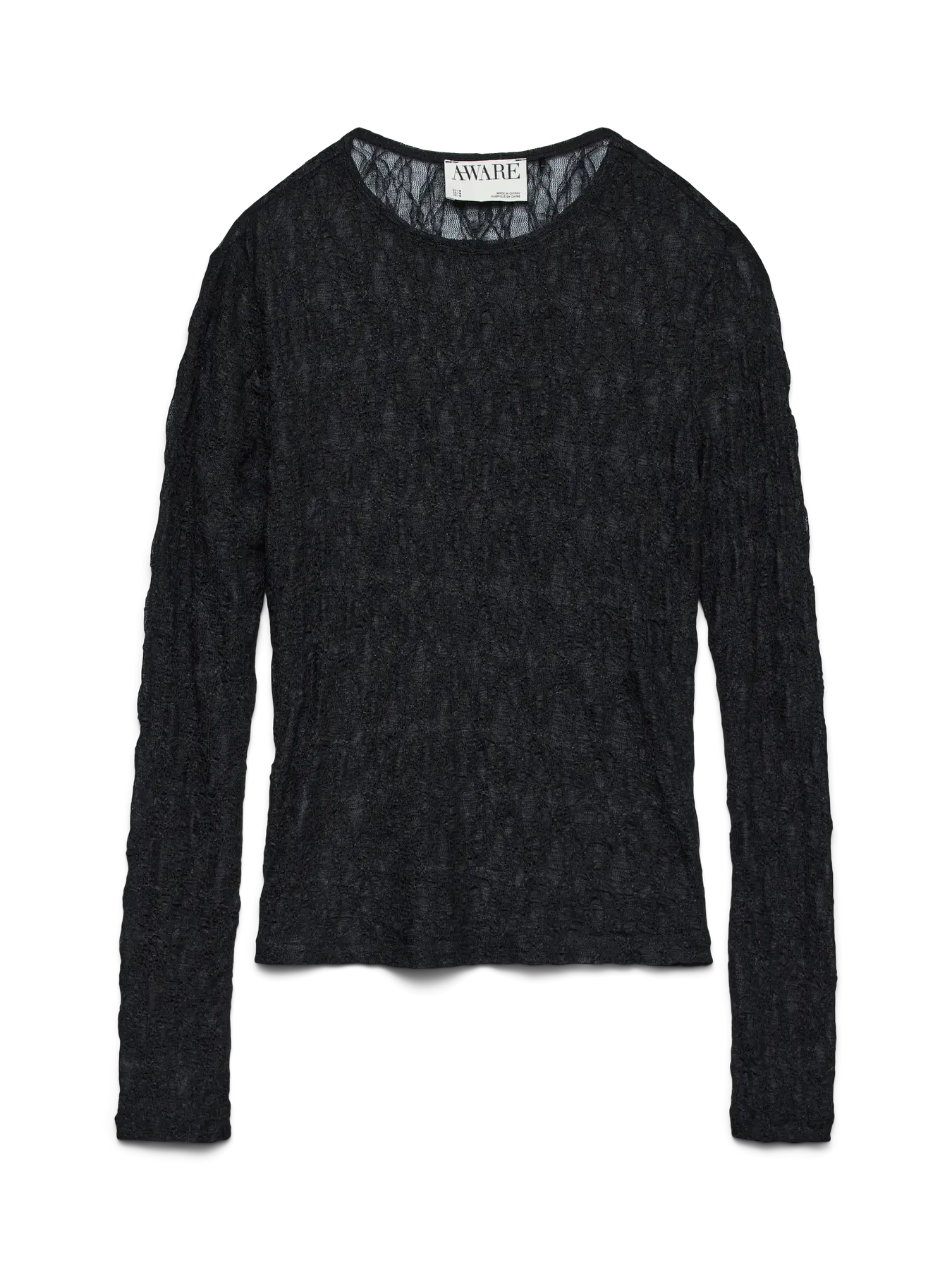 AWTESSY LS O-NECK LACE TOP